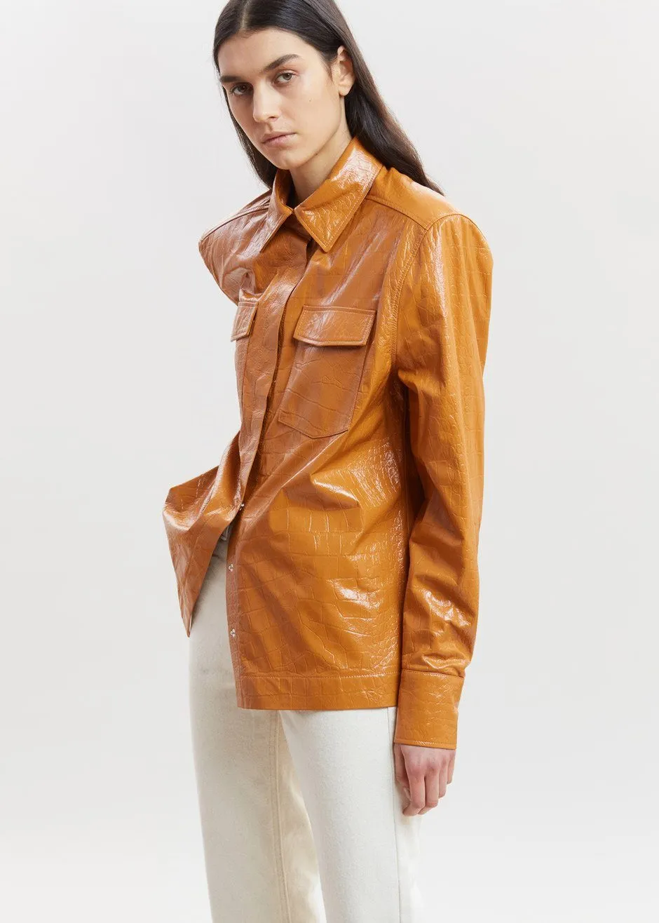 REMAIN Carina Leather Shirt - Topaz sold by Frankie Shop product image thumbnail 4