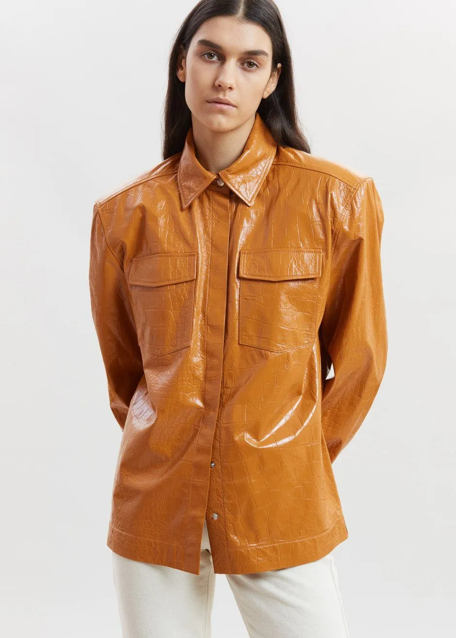 REMAIN Carina Leather Shirt - Topaz sold by Frankie Shop
