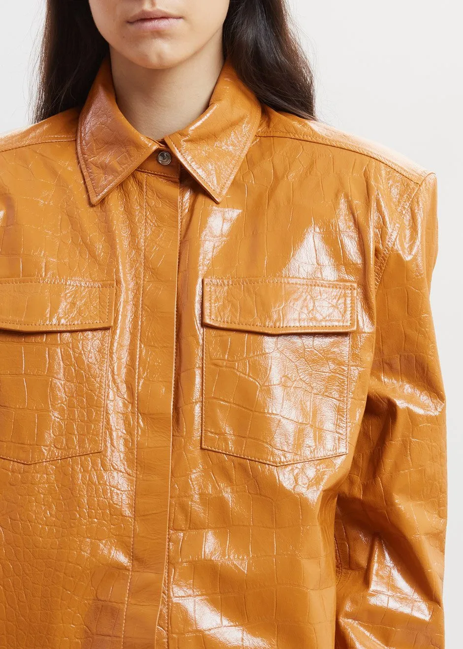 REMAIN Carina Leather Shirt - Topaz sold by Frankie Shop product image thumbnail 3