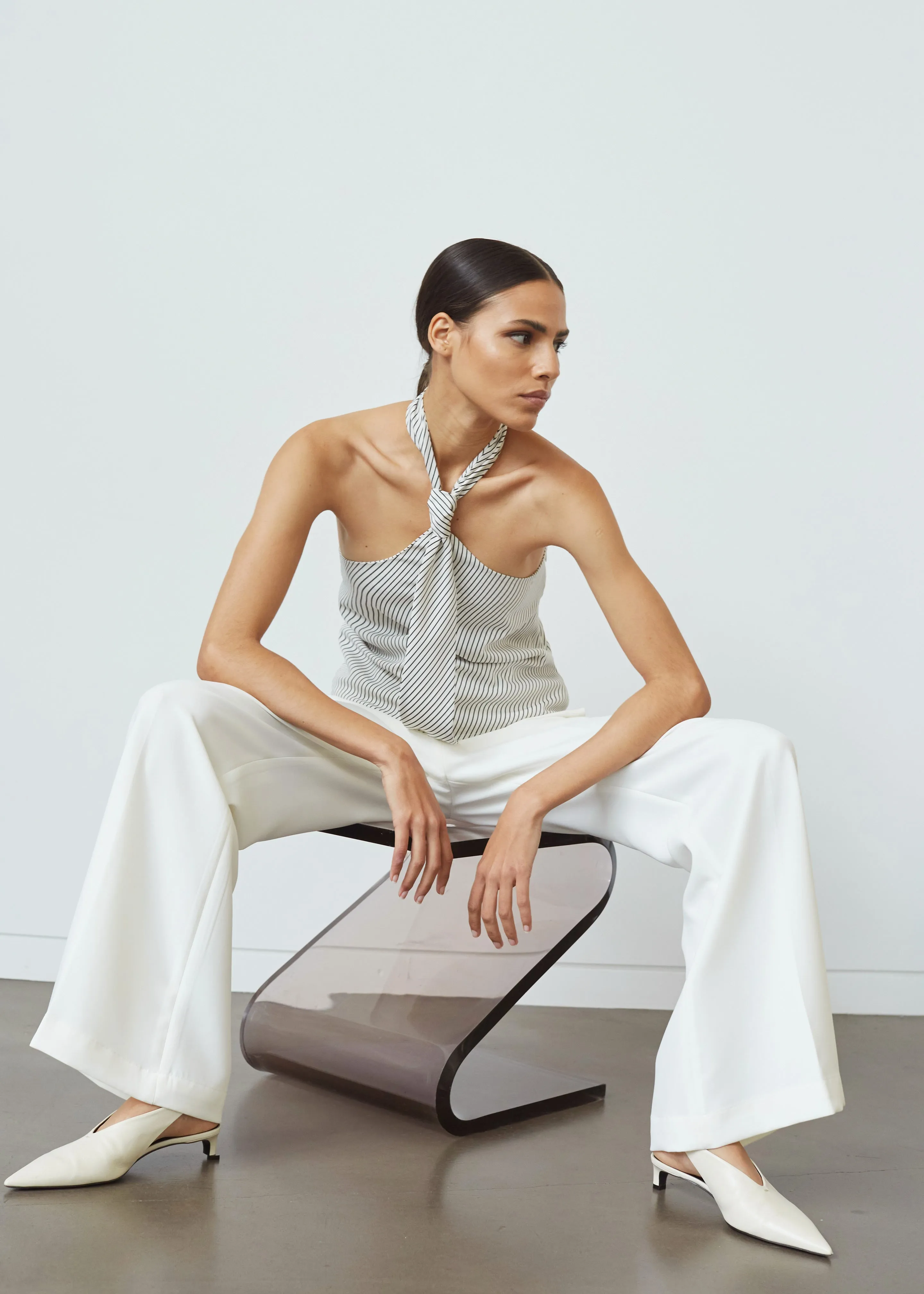 Sophie Tie Halter Top - White/Navy Stripe sold by Frankie Shop product image thumbnail 3