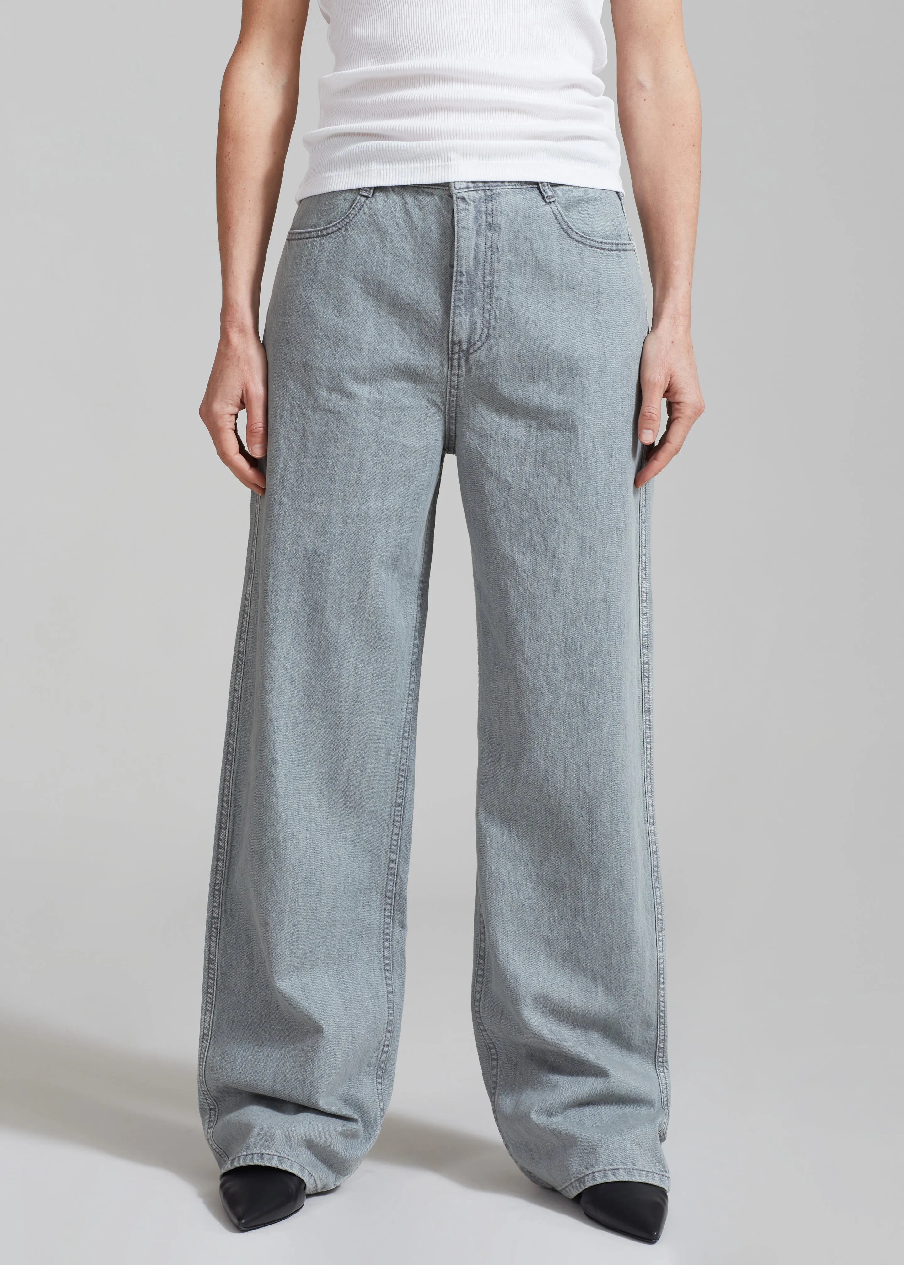 Amomento Semi Wide Boots Cut Pants - Blue Grey sold by Frankie Shop product image thumbnail 5