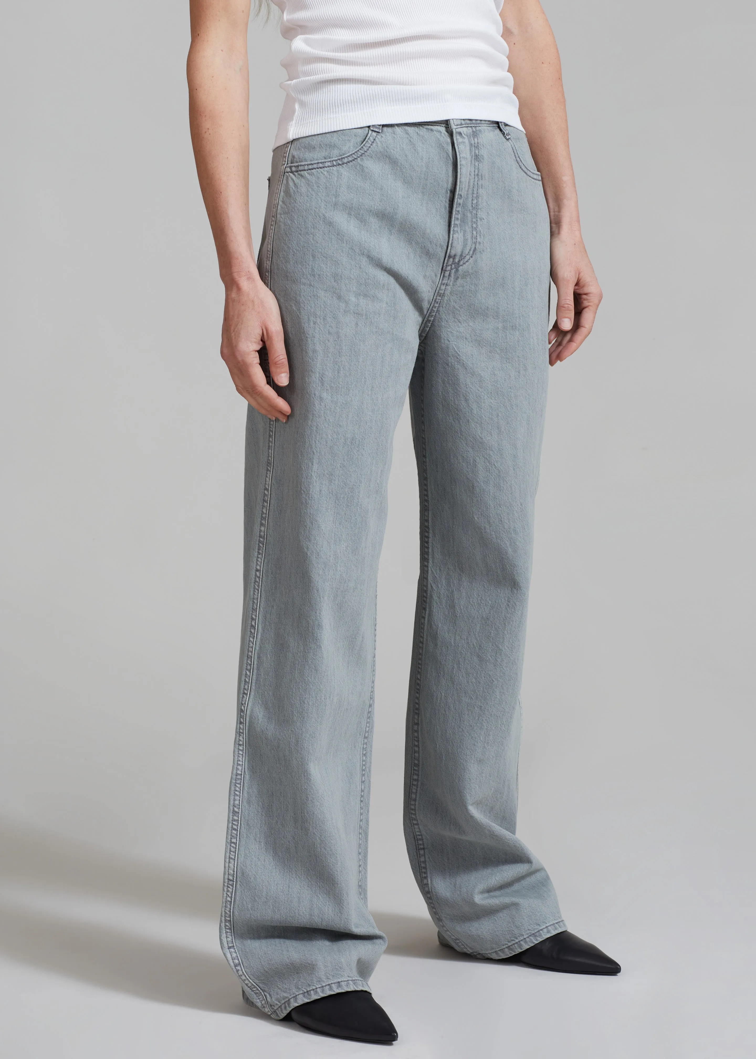 Amomento Semi Wide Boots Cut Pants - Blue Grey sold by Frankie Shop product image thumbnail 2
