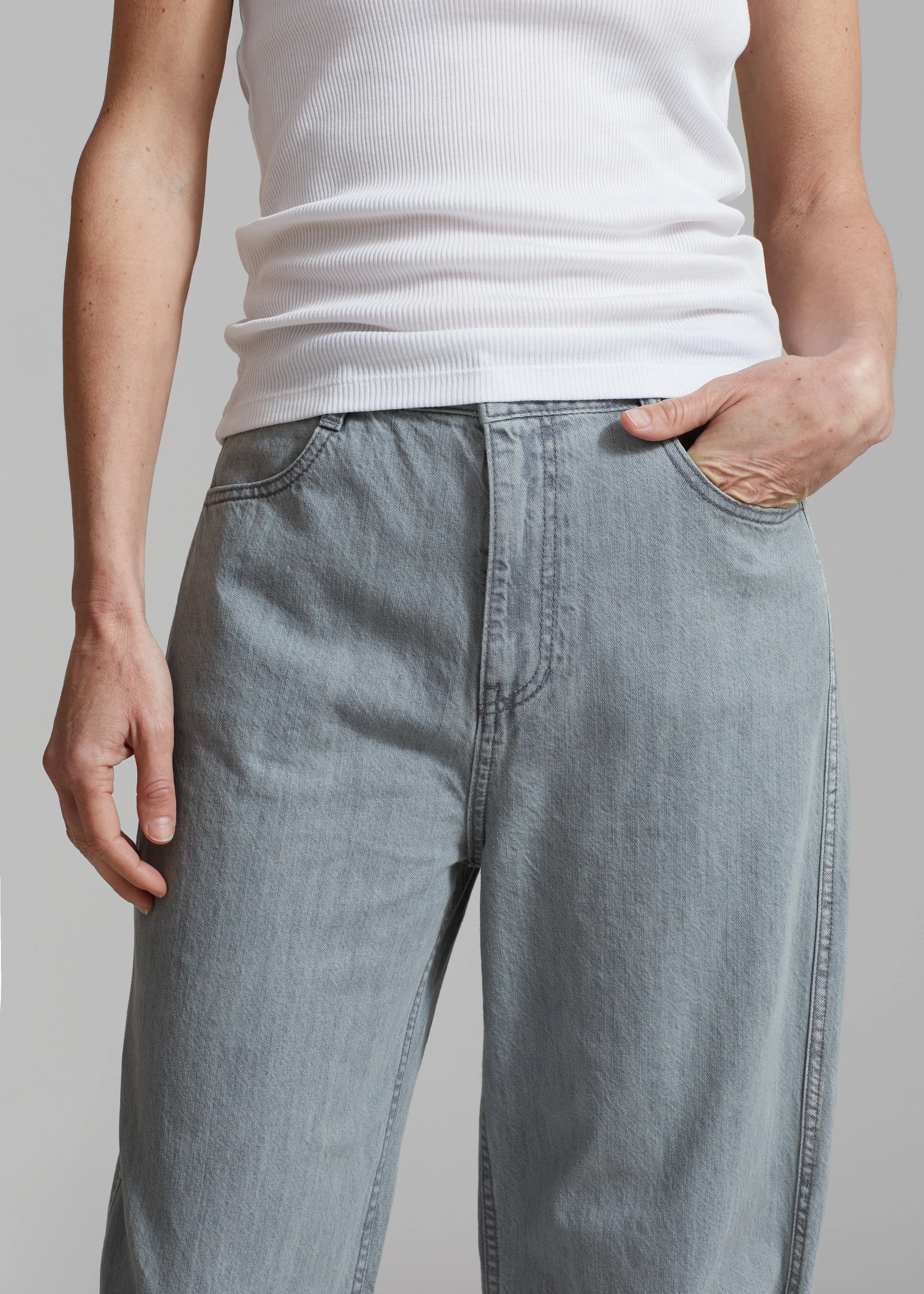 Amomento Semi Wide Boots Cut Pants - Blue Grey sold by Frankie Shop product image thumbnail 3