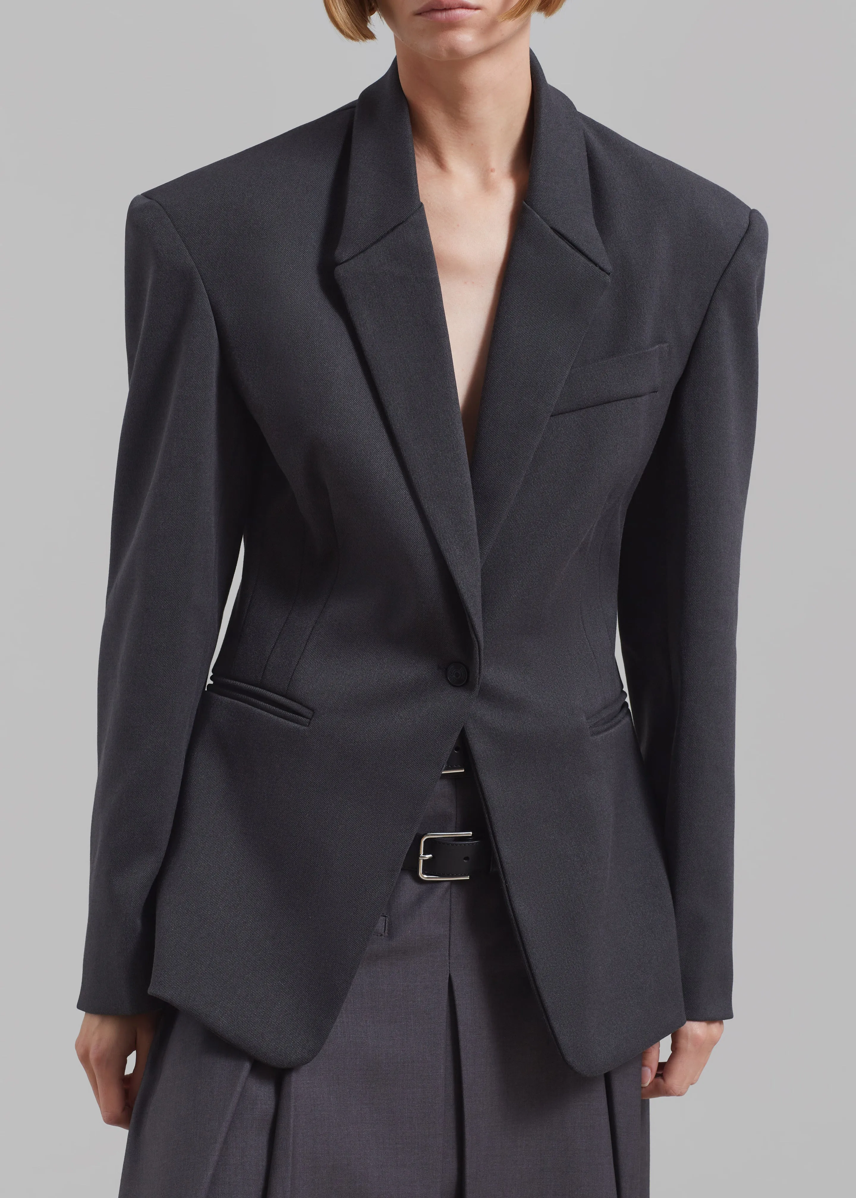 Reagan Boxy Padded Blazer - Charcoal sold by Frankie Shop product image thumbnail 3