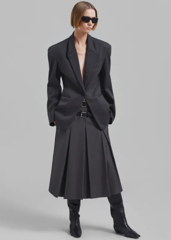 Reagan Boxy Padded Blazer - Charcoal sold by Frankie Shop