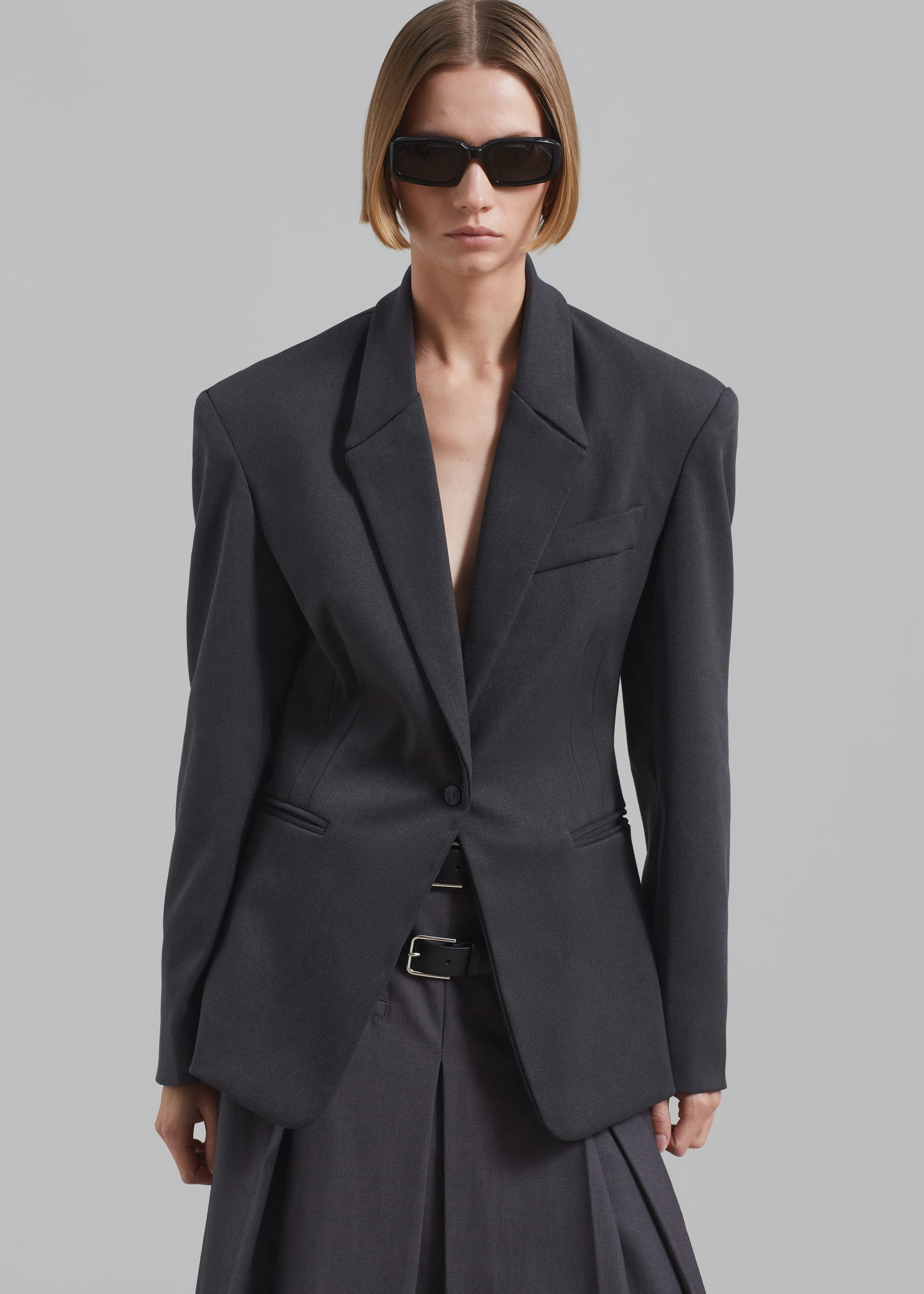 Reagan Boxy Padded Blazer - Charcoal sold by Frankie Shop product image thumbnail 2