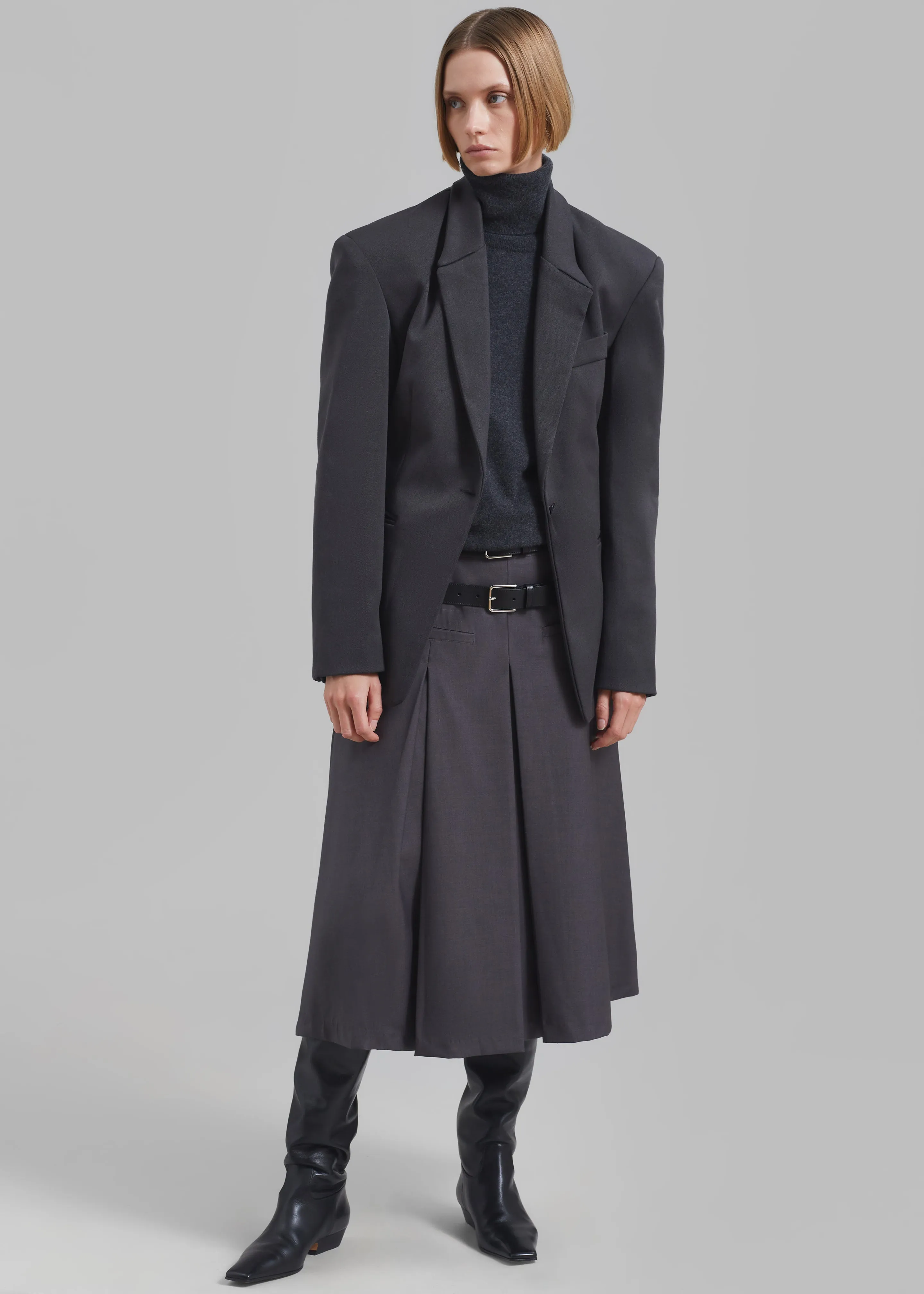 Reagan Boxy Padded Blazer - Charcoal sold by Frankie Shop product image thumbnail 4