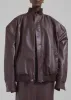 Arley Oversized Faux Leather Bomber - Burgundy sold by Frankie Shop