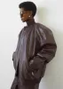 Arley Oversized Faux Leather Bomber - Burgundy sold by Frankie Shop