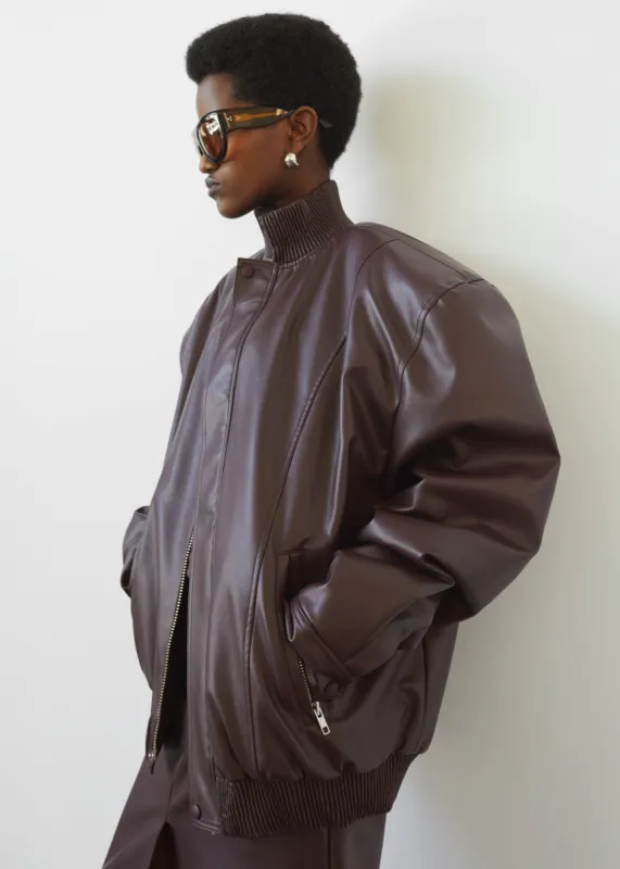 Arley Oversized Faux Leather Bomber - Burgundy sold by Frankie Shop