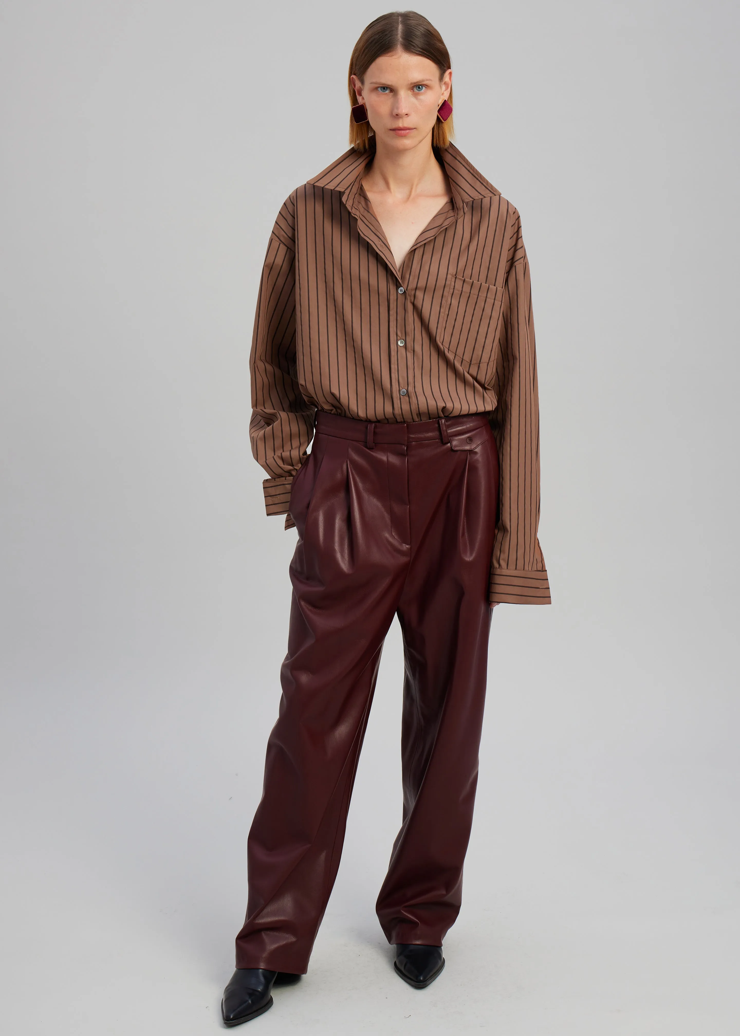 Pernille Faux Leather Pants - Burgundy sold by Frankie Shop product image thumbnail 5