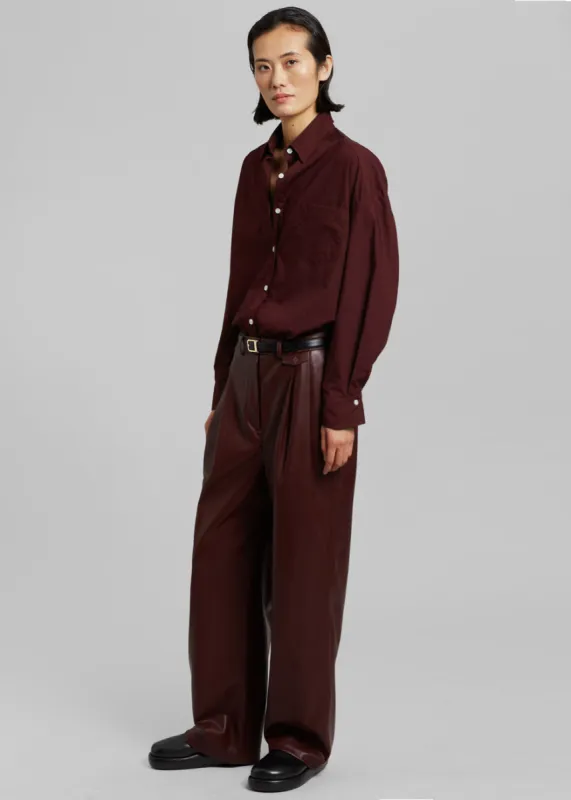 Pernille Faux Leather Pants - Burgundy sold by Frankie Shop