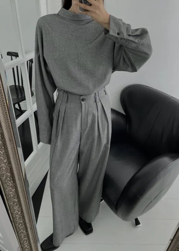 Casey Pleated Trousers - Grey sold by Frankie Shop