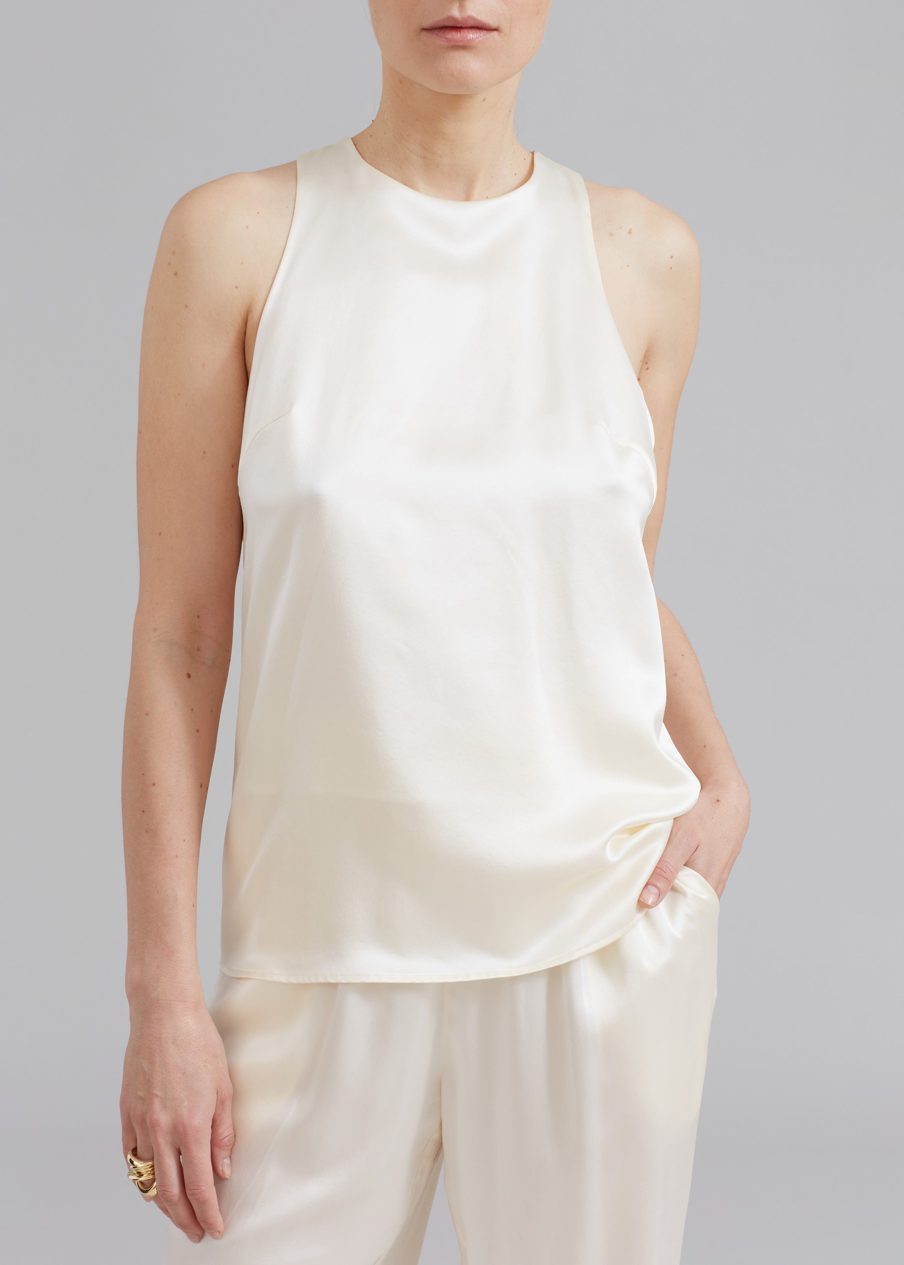 Loulou Studio Estor Silk Tank Top - Ivory sold by Frankie Shop product image thumbnail 4