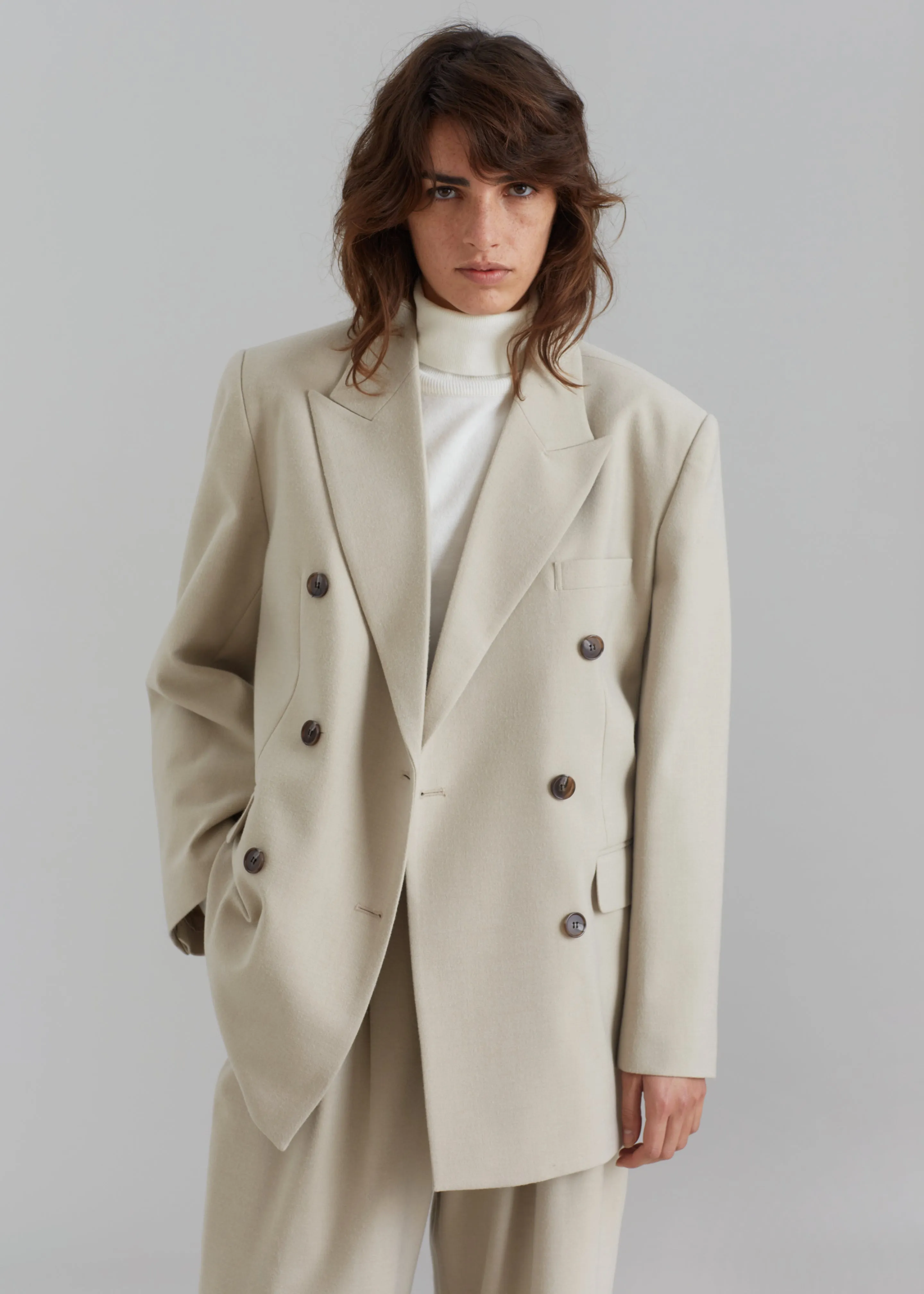 Vance Double Breasted Blazer - Beige sold by Frankie Shop