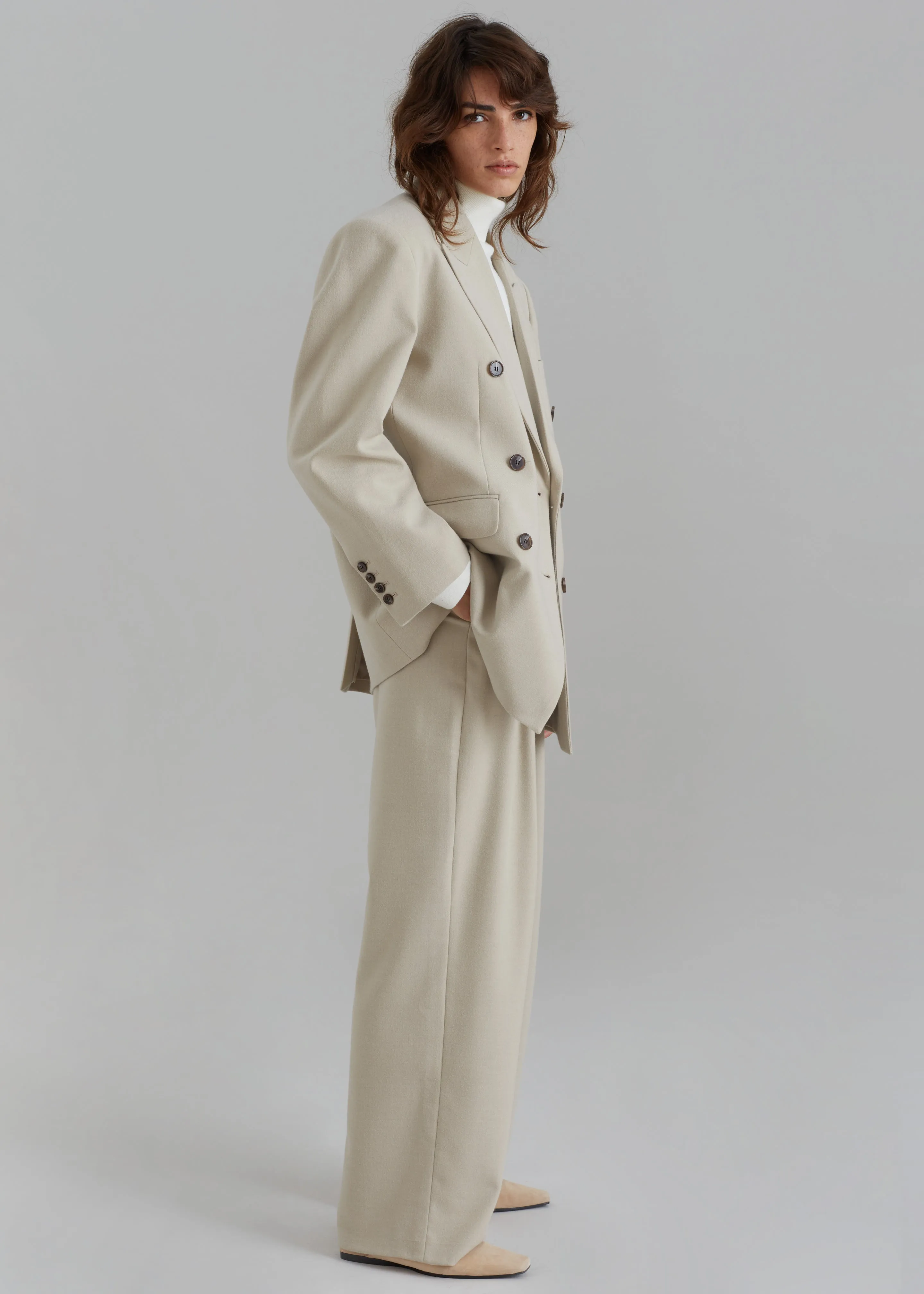 Vance Double Breasted Blazer - Beige sold by Frankie Shop product image thumbnail 4