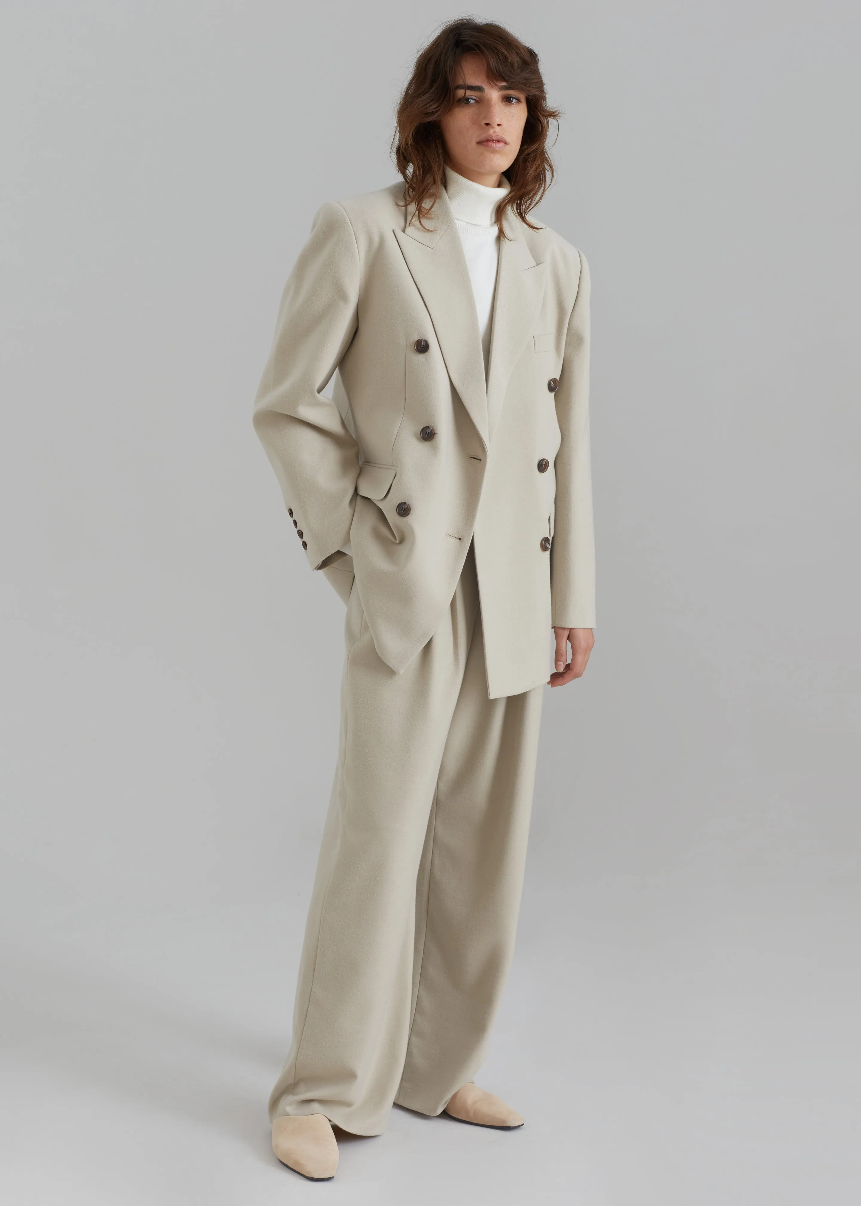 Vance Double Breasted Blazer - Beige sold by Frankie Shop product image thumbnail 3