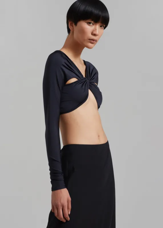 Coperni Cropped Draped Top - Black sold by Frankie Shop