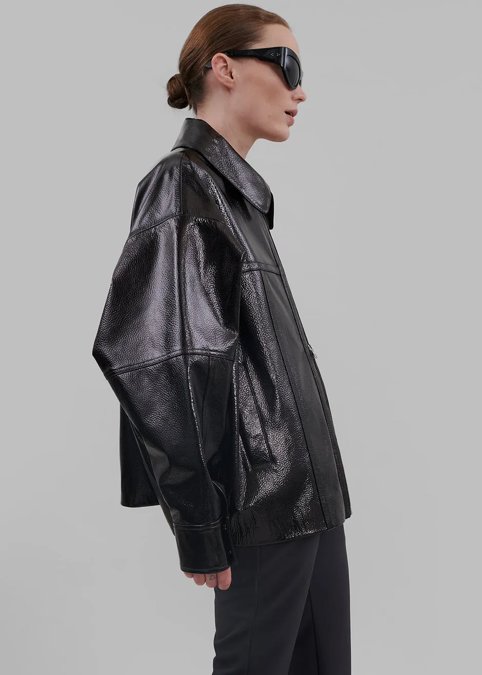 Arbor Crackled Faux Leather Jacket - Black sold by Frankie Shop product image thumbnail 5