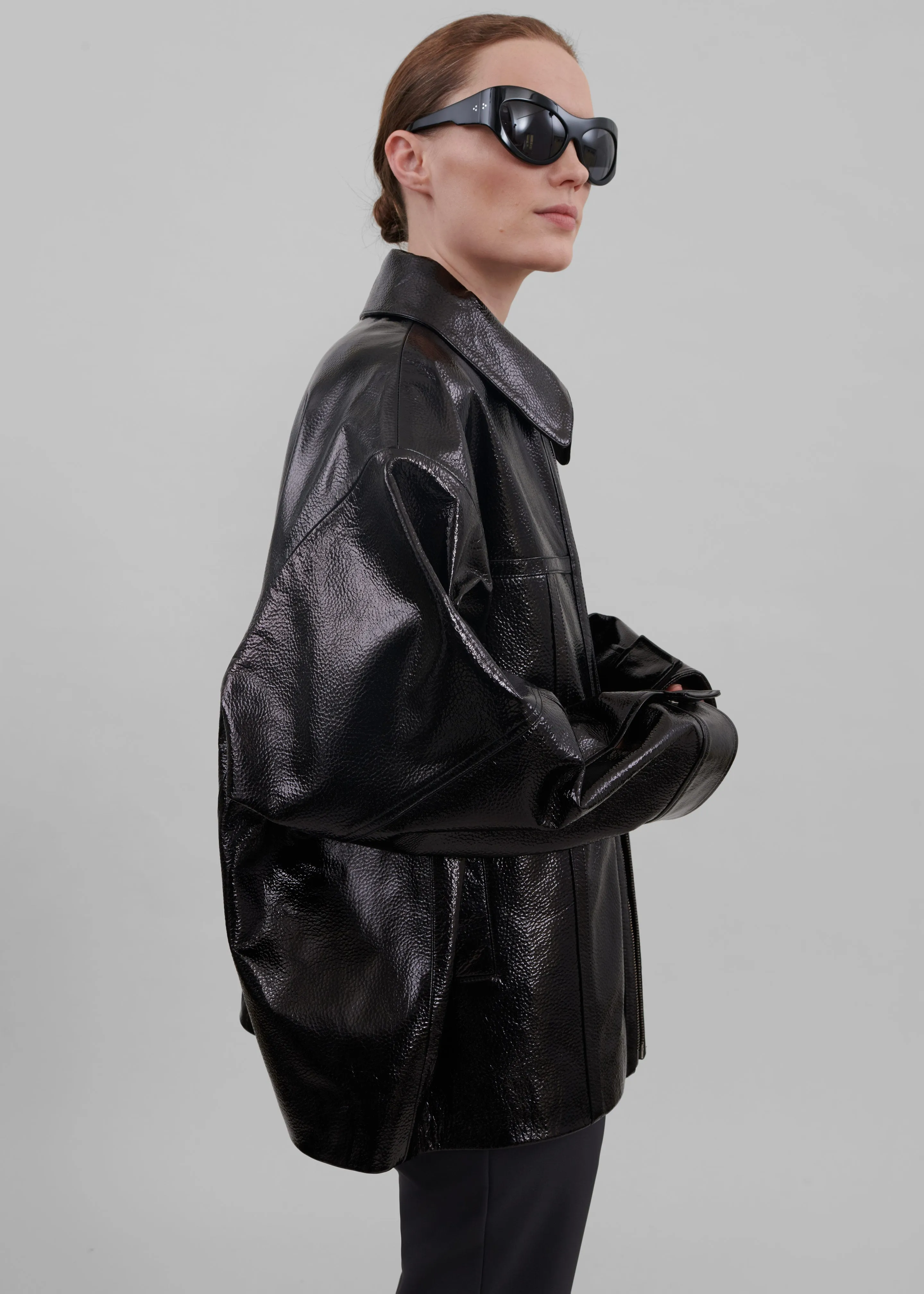 Arbor Crackled Faux Leather Jacket - Black sold by Frankie Shop product image thumbnail 2