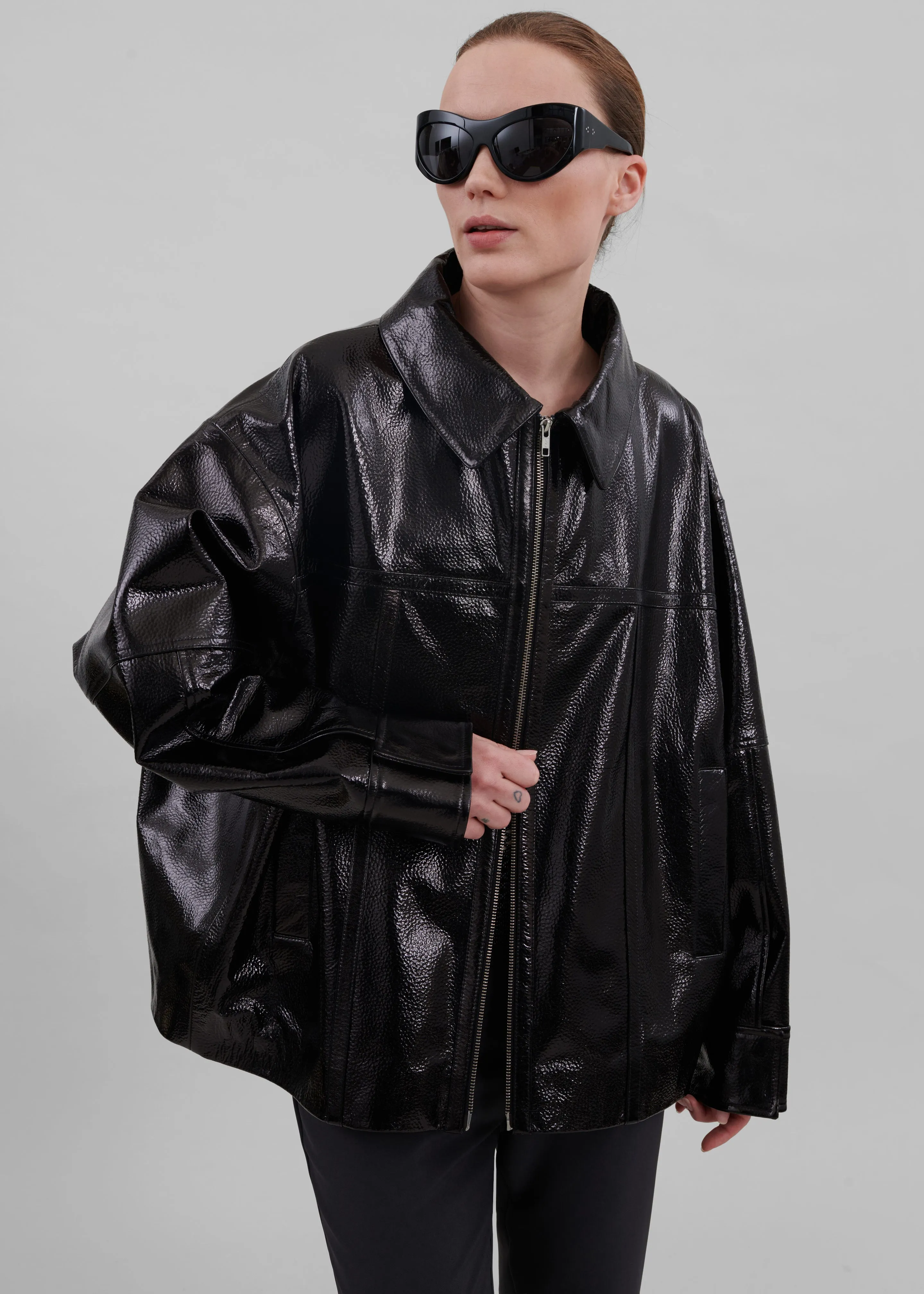 Arbor Crackled Faux Leather Jacket - Black sold by Frankie Shop