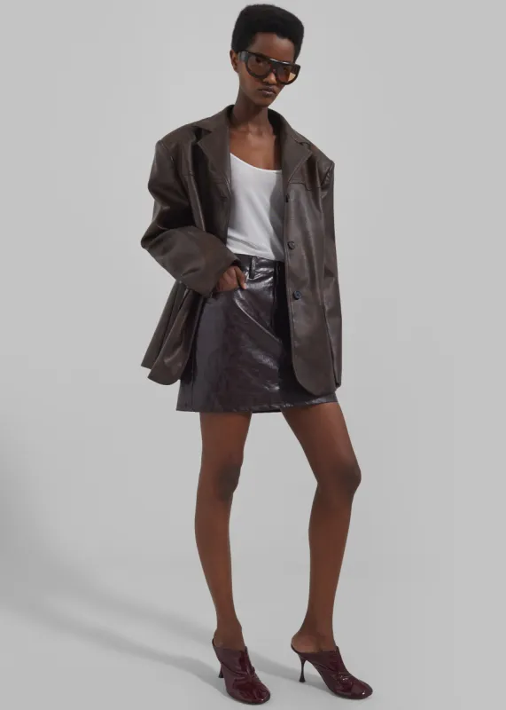 Alessandra Faux Leather Mini Skirt - Brown sold by Frankie Shop