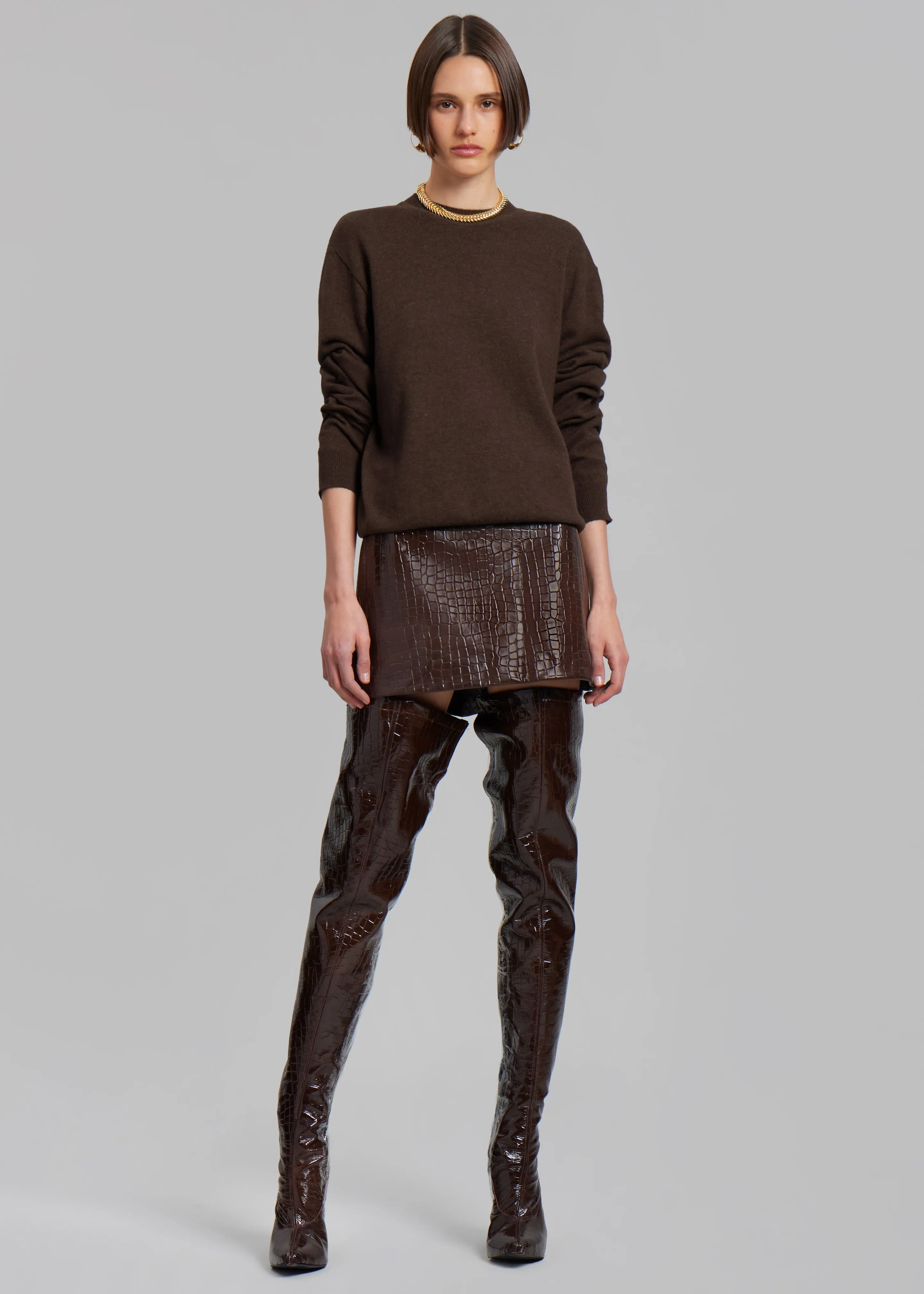 Mary Croc-Effect Mini Skirt - Brown sold by Frankie Shop product image thumbnail 5