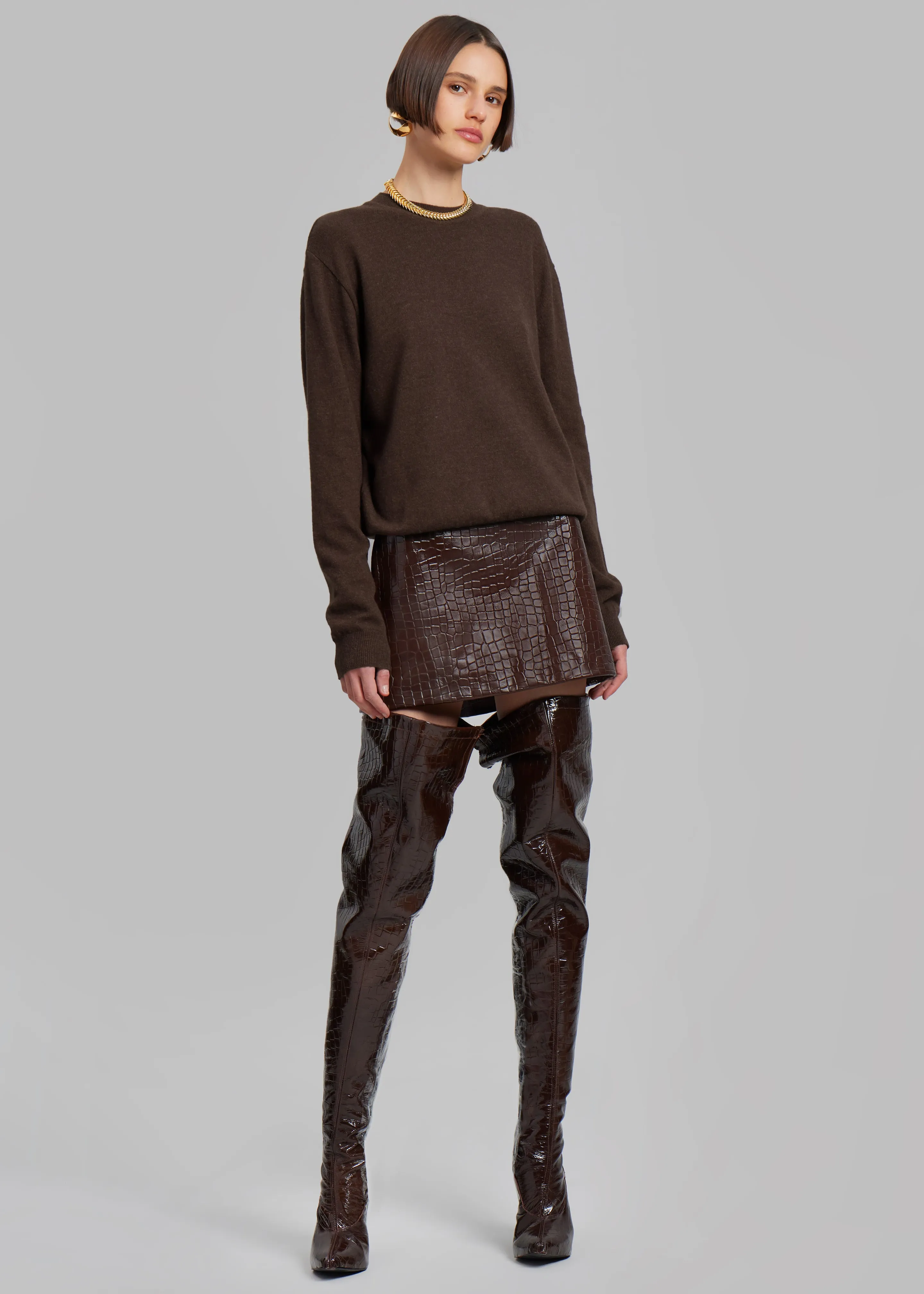 Mary Croc-Effect Mini Skirt - Brown sold by Frankie Shop product image thumbnail 3
