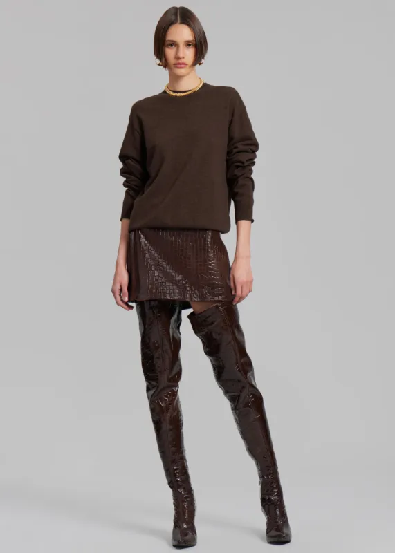 Mary Croc-Effect Mini Skirt - Brown sold by Frankie Shop