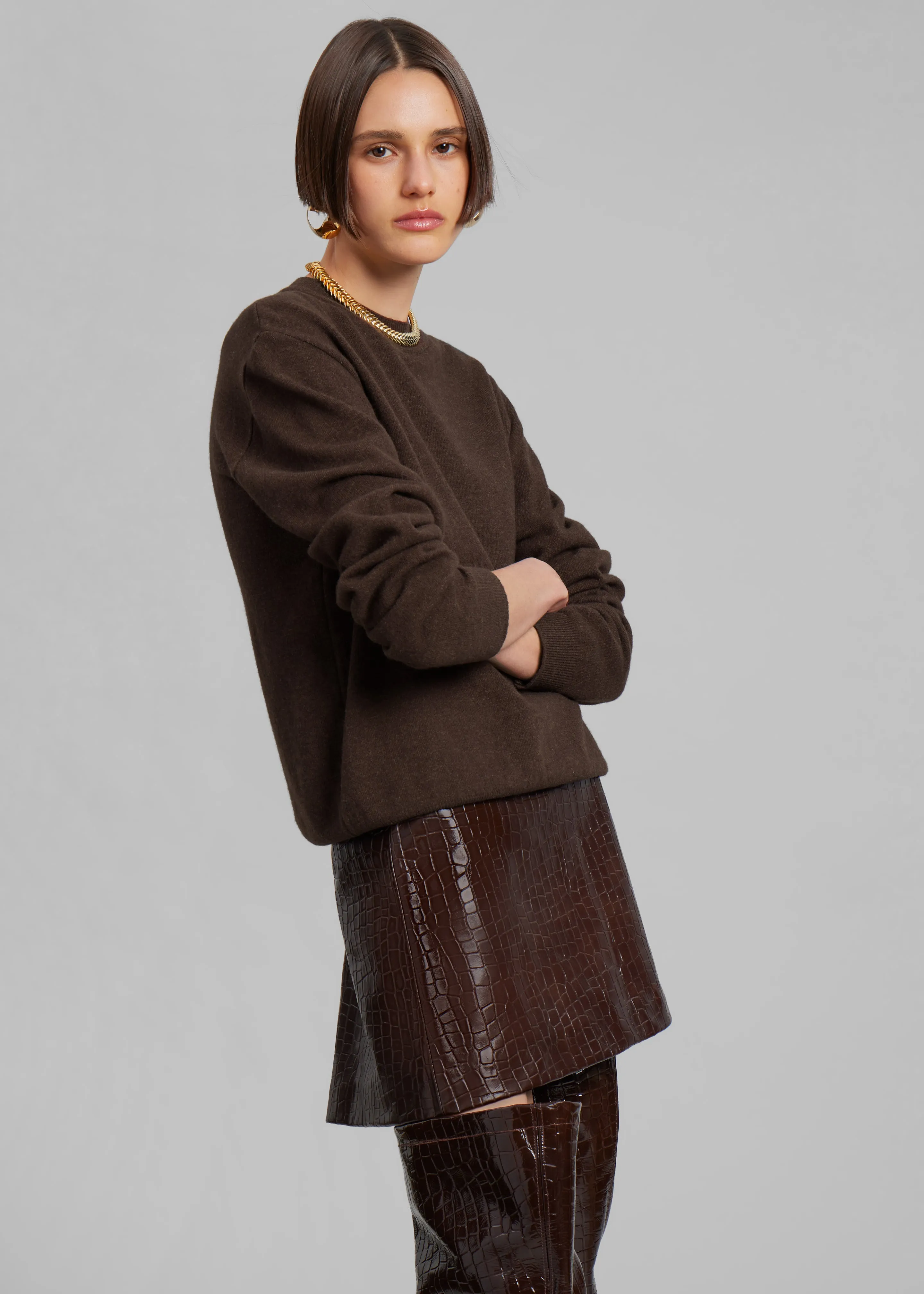 Mary Croc-Effect Mini Skirt - Brown sold by Frankie Shop product image thumbnail 4