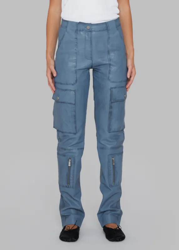 REMAIN Leather Fitted Pants - Coronet Blue made by Frankie Shop