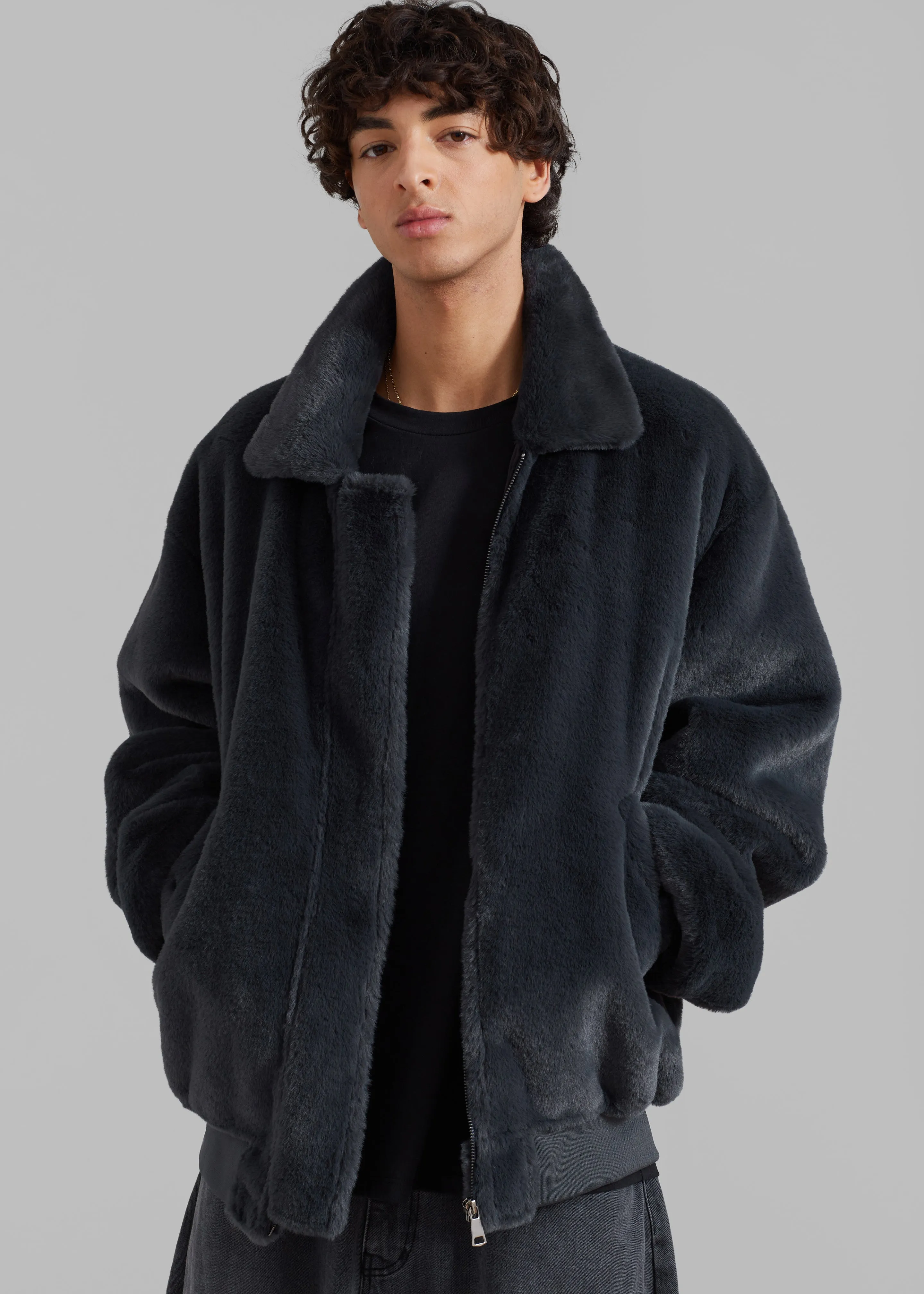 Justin Faux Fur Bomber - Storm sold by Frankie Shop