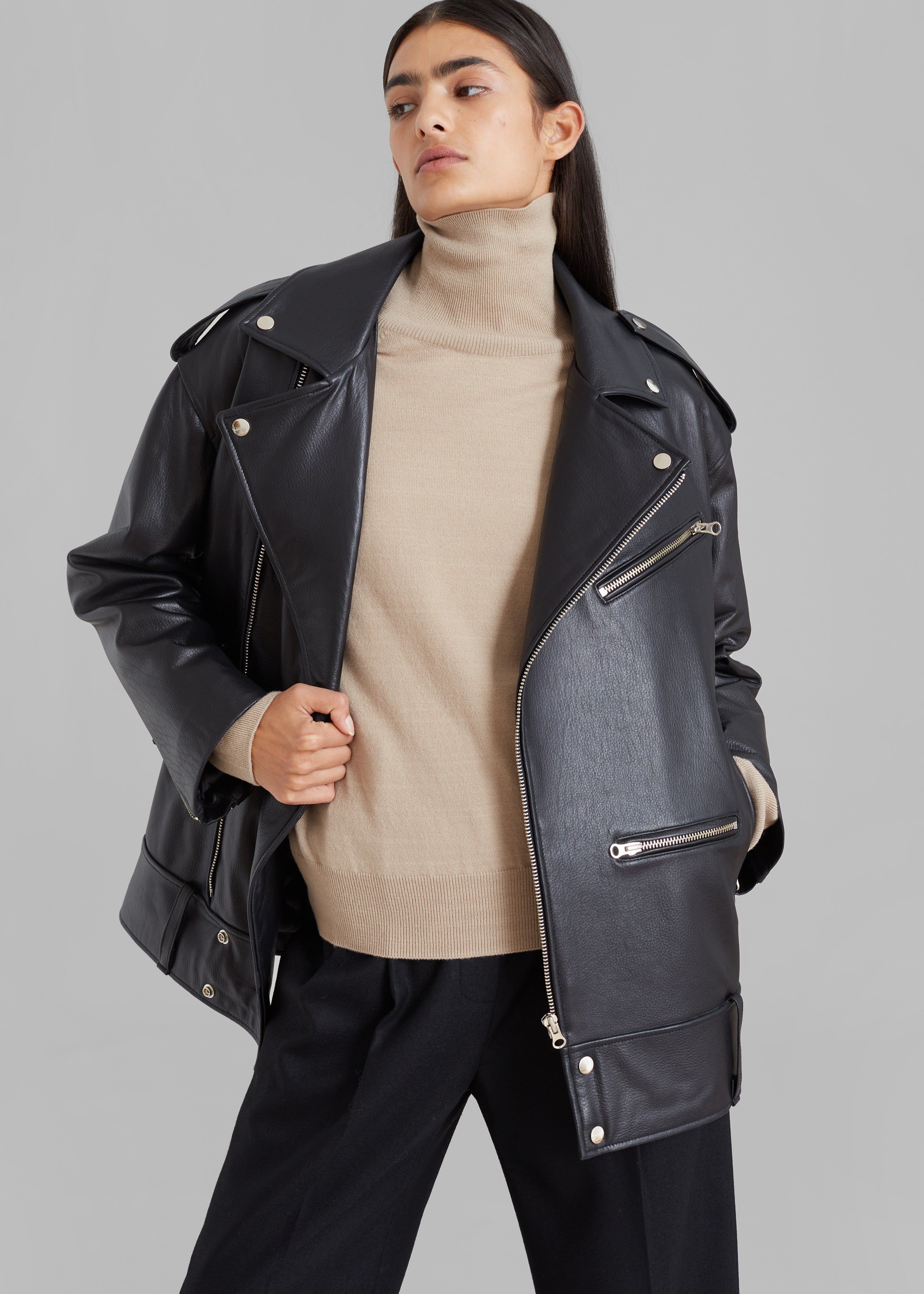 Jax Leather Biker Jacket - Black sold by Frankie Shop