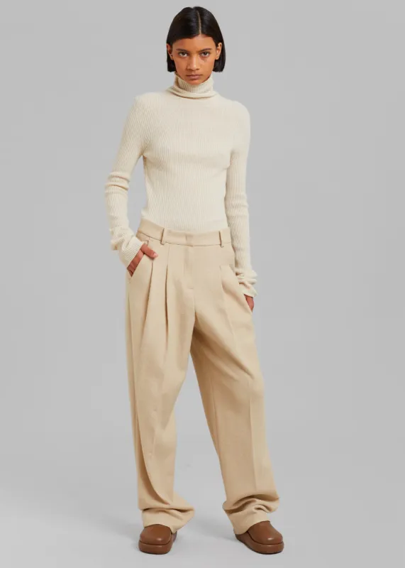 Layton Boiled Wool Suit Pants - Beige sold by Frankie Shop