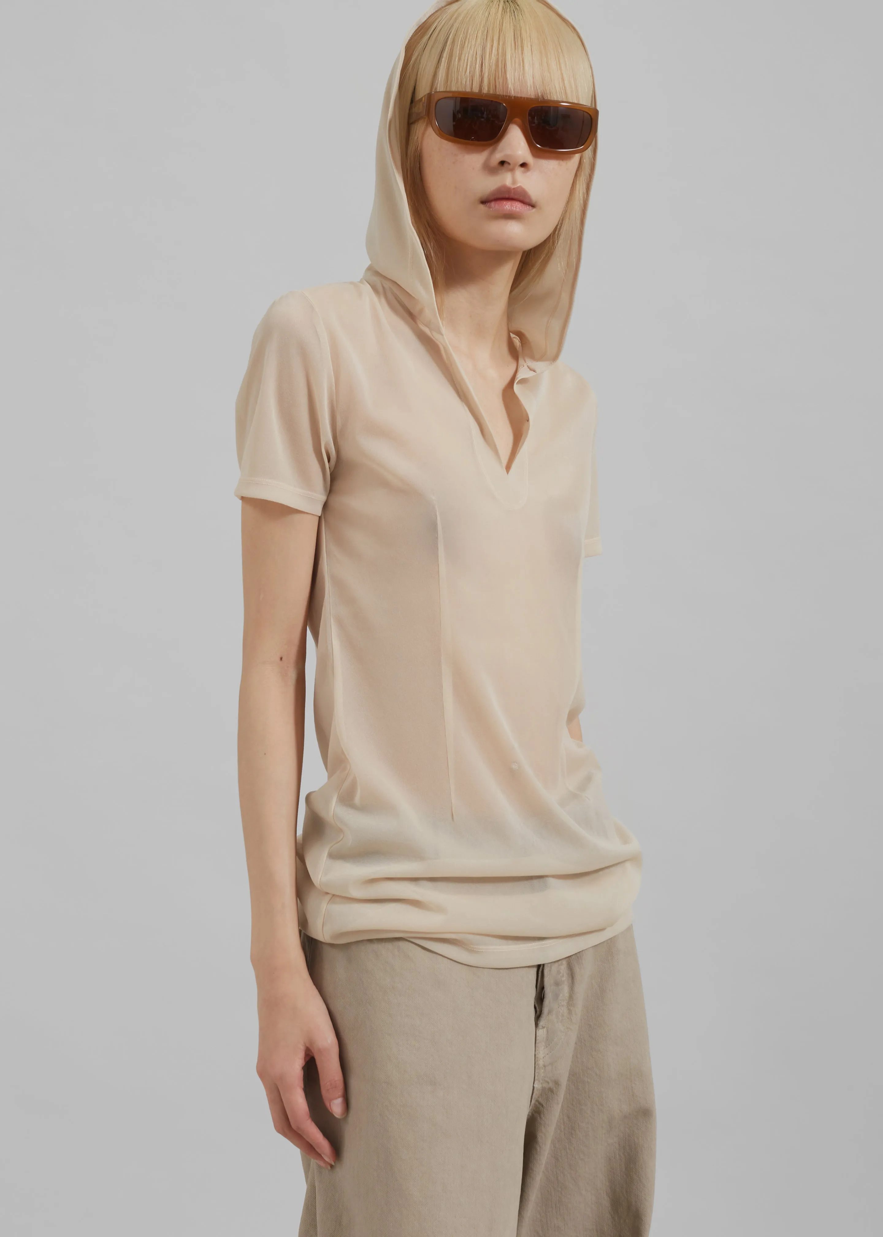 Low Classic See-Through Hoodie - Light Beige sold by Frankie Shop product image thumbnail 5