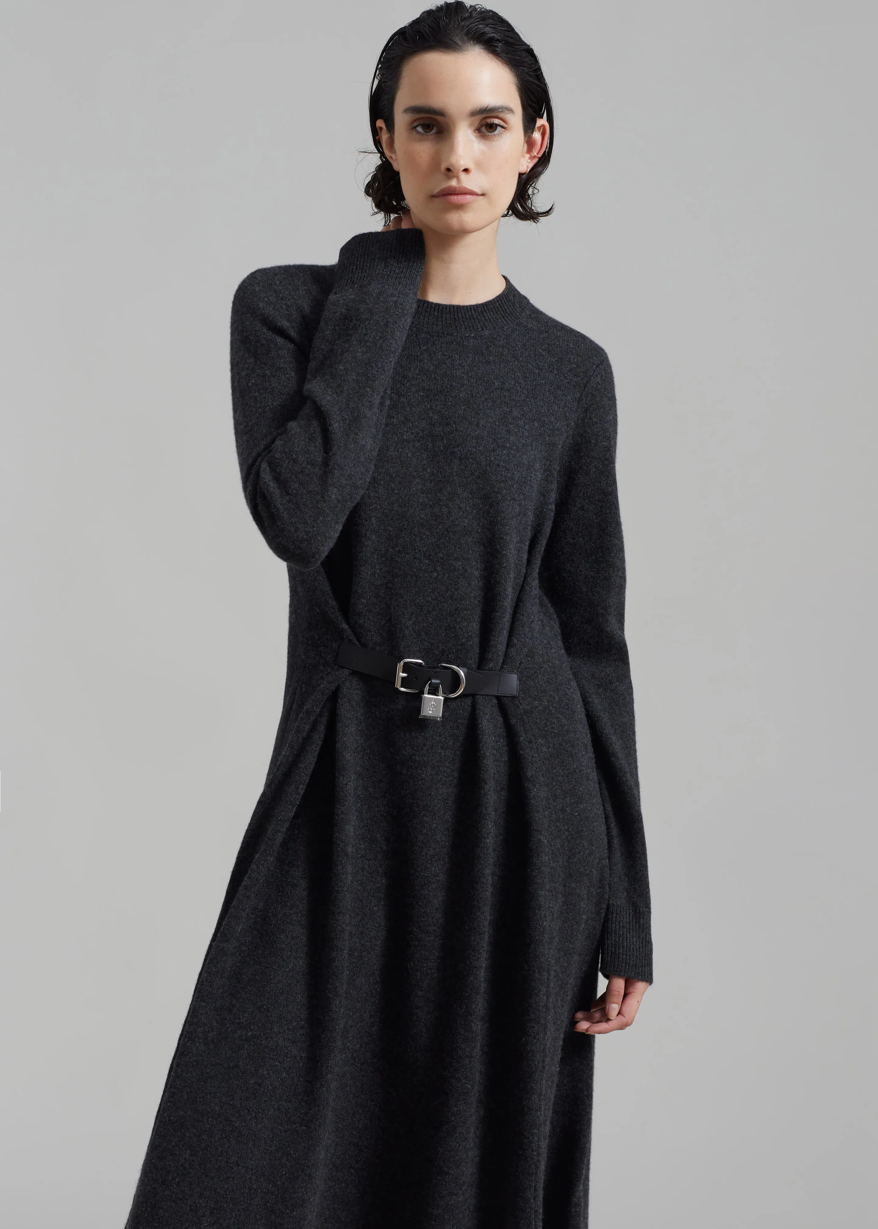 JW Anderson Padlock Strap Tie Dress - Charcoal Melange sold by Frankie Shop product image thumbnail 4