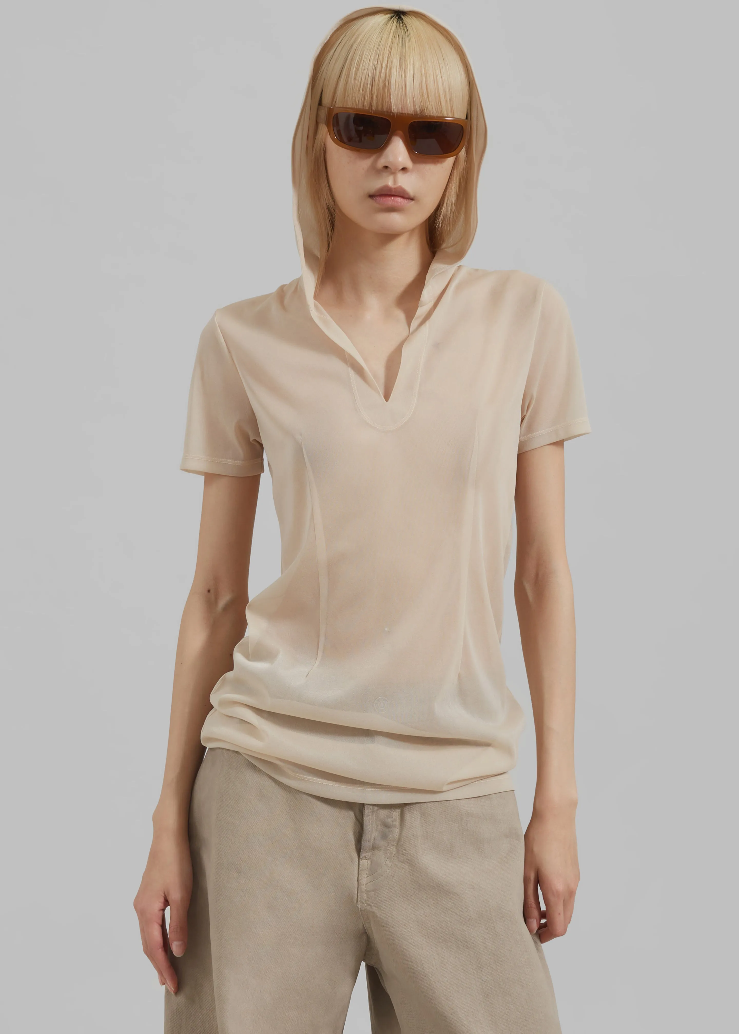 Low Classic See-Through Hoodie - Light Beige sold by Frankie Shop