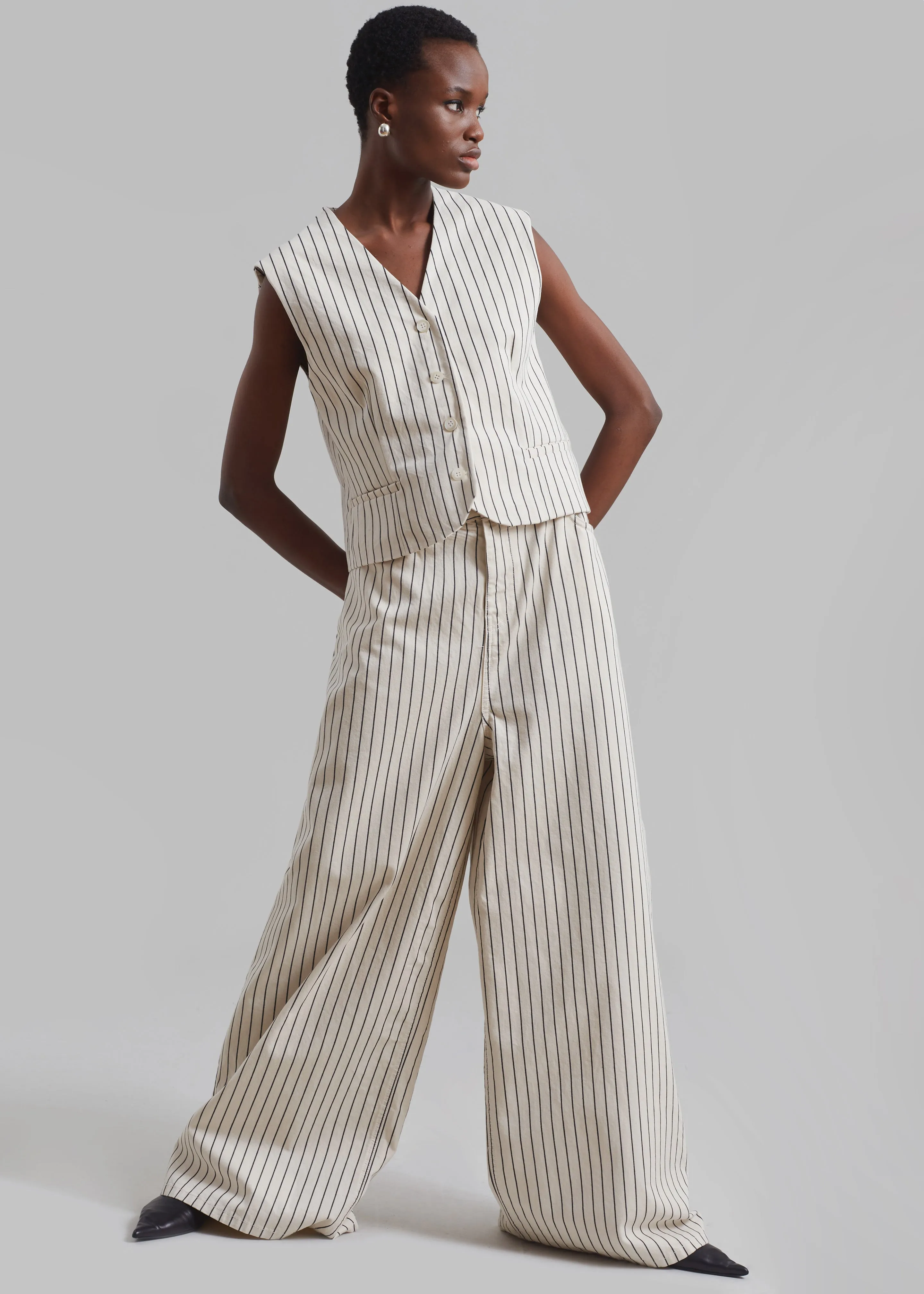 Sasha Wide Leg Jeans - Cream/Black Stripe sold by Frankie Shop product image thumbnail 5