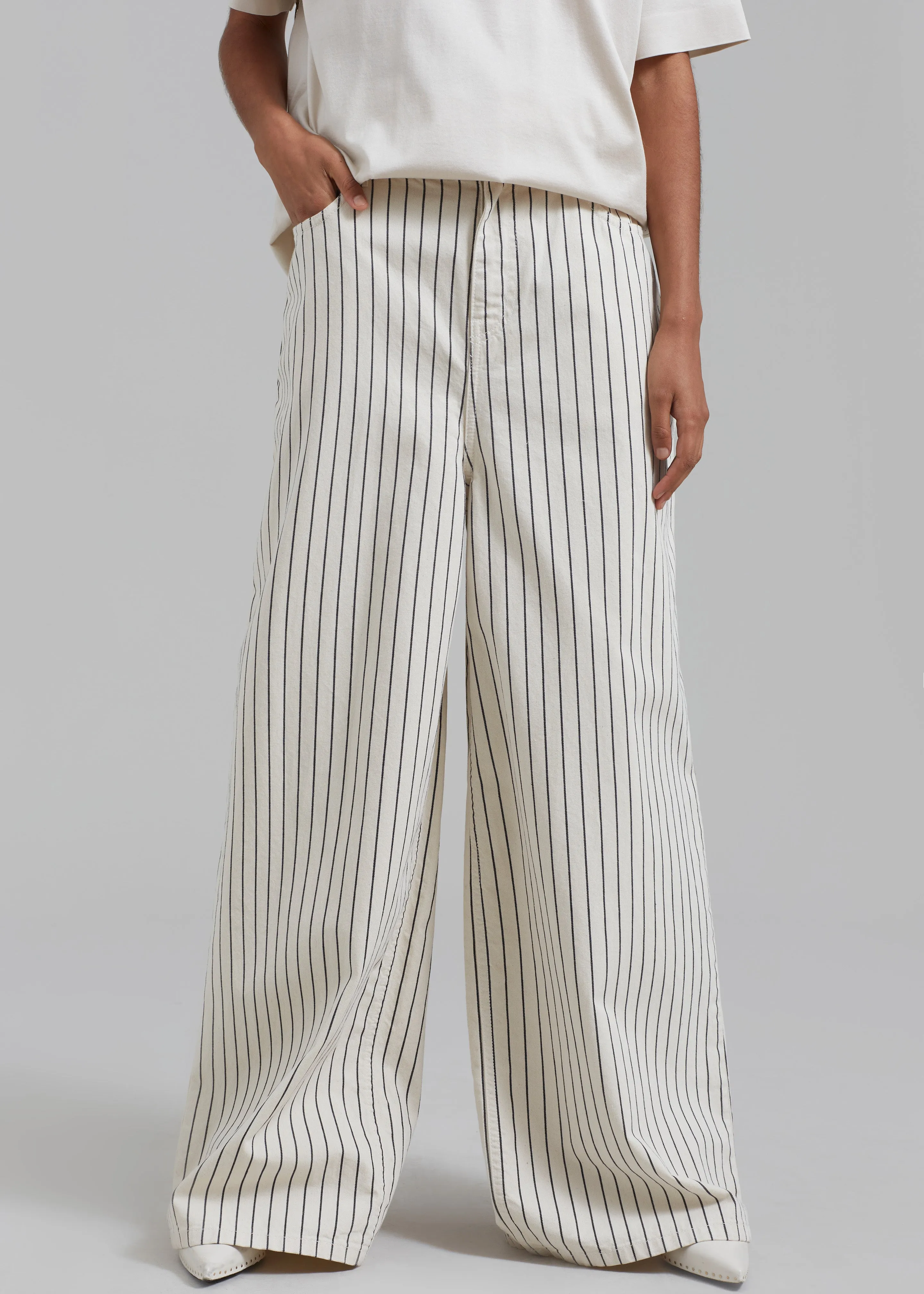 Sasha Wide Leg Jeans - Cream/Black Stripe sold by Frankie Shop product image thumbnail 4