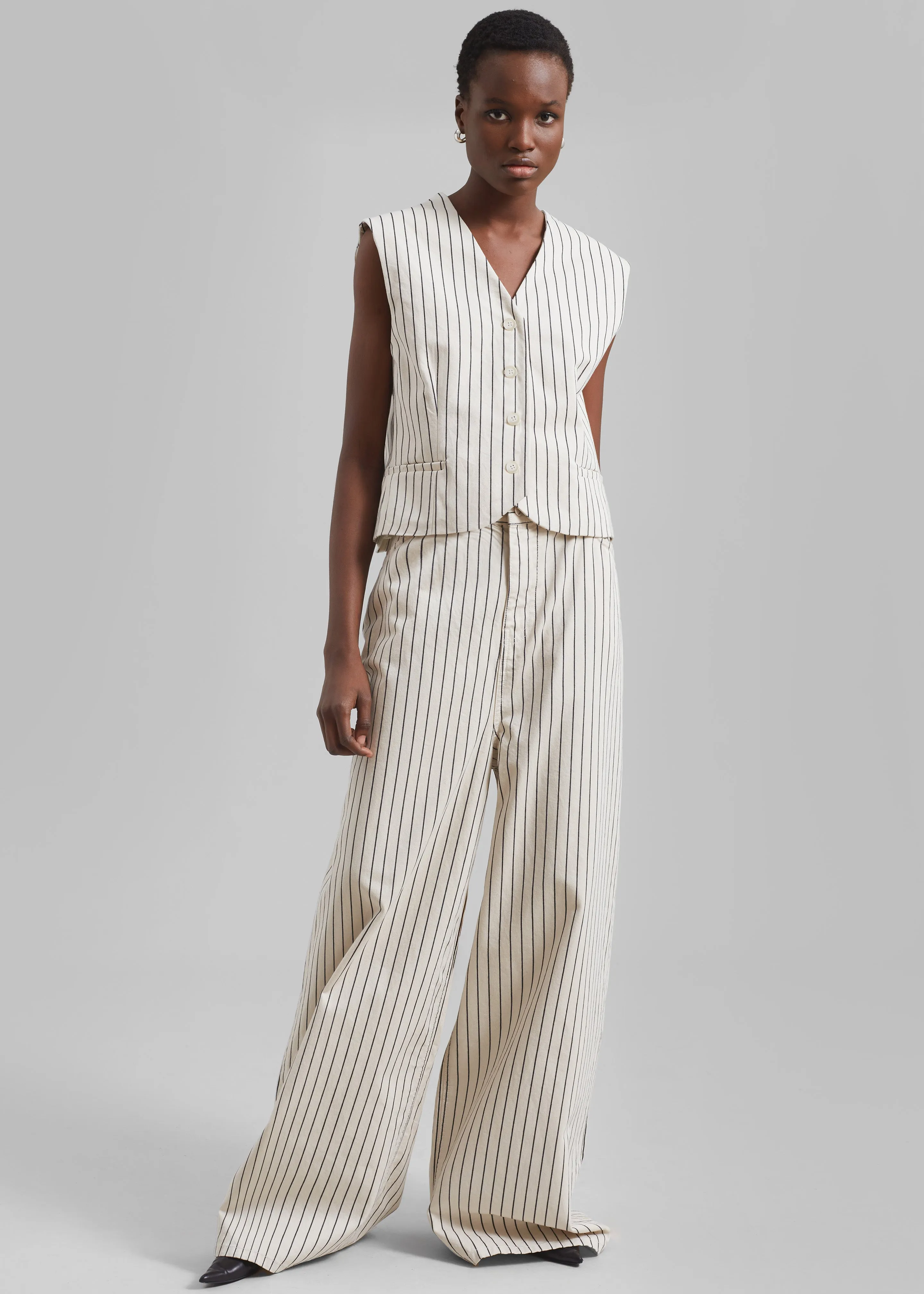 Sasha Wide Leg Jeans - Cream/Black Stripe sold by Frankie Shop