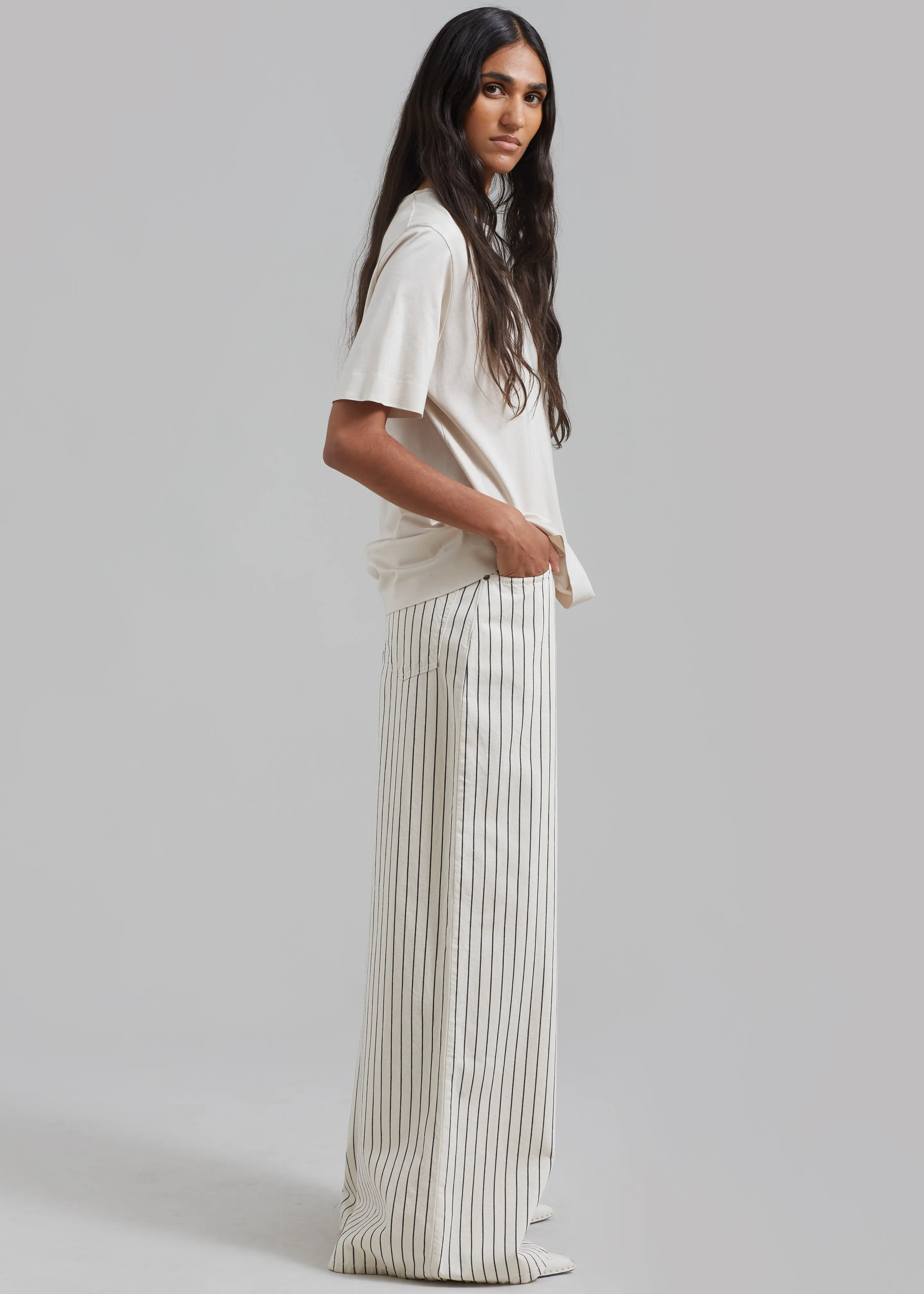 Sasha Wide Leg Jeans - Cream/Black Stripe sold by Frankie Shop product image thumbnail 2