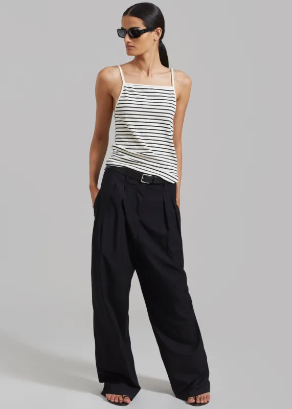 Maggie Sleeveless Top - White/Black Stripe made by Frankie Shop