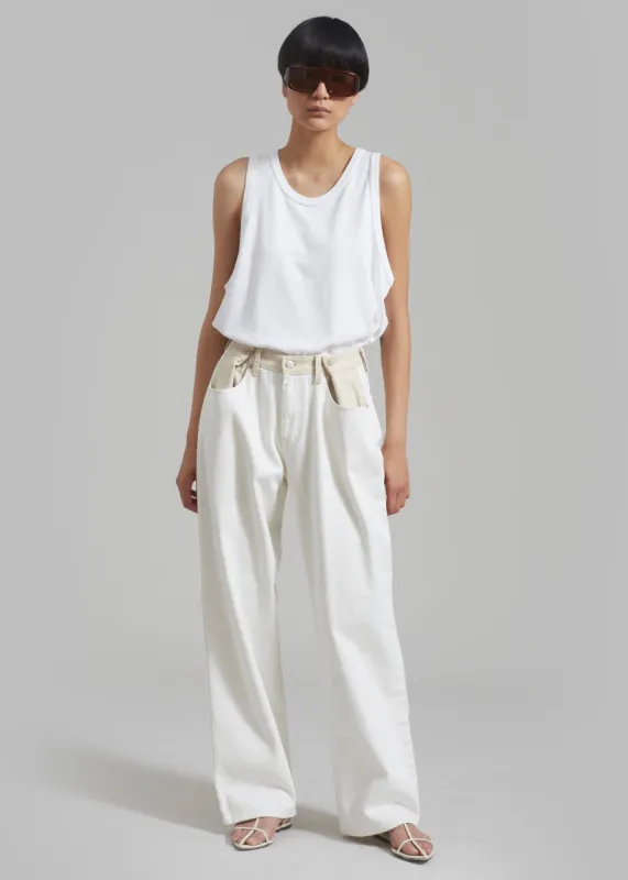 Hayla Contrast Denim Pants - Off White made by Frankie Shop