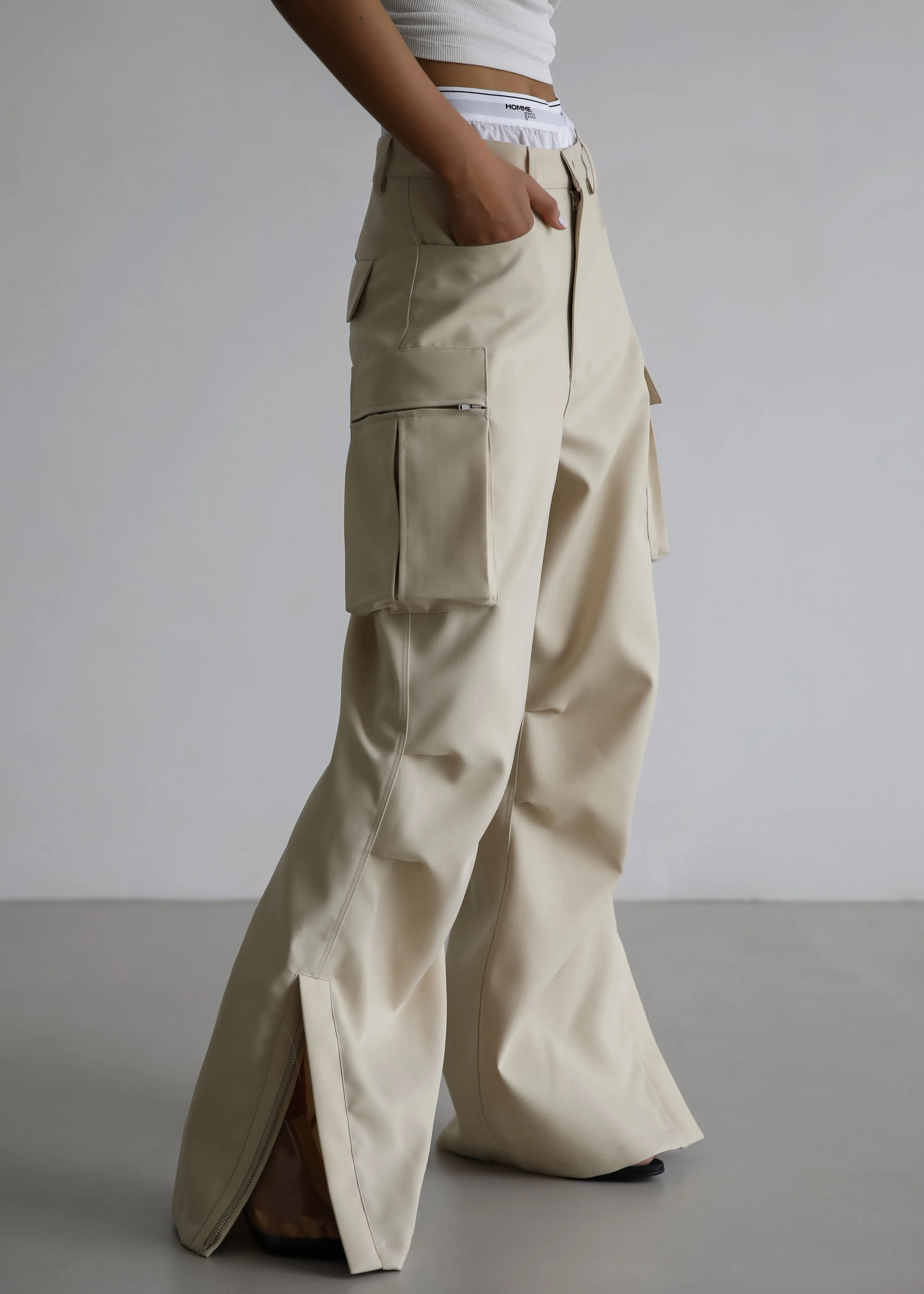 Valo Cargo Pants - Beige sold by Frankie Shop