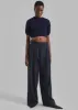 Piper Pleated Trousers - Navy/Beige Pinstripe sold by Frankie Shop
