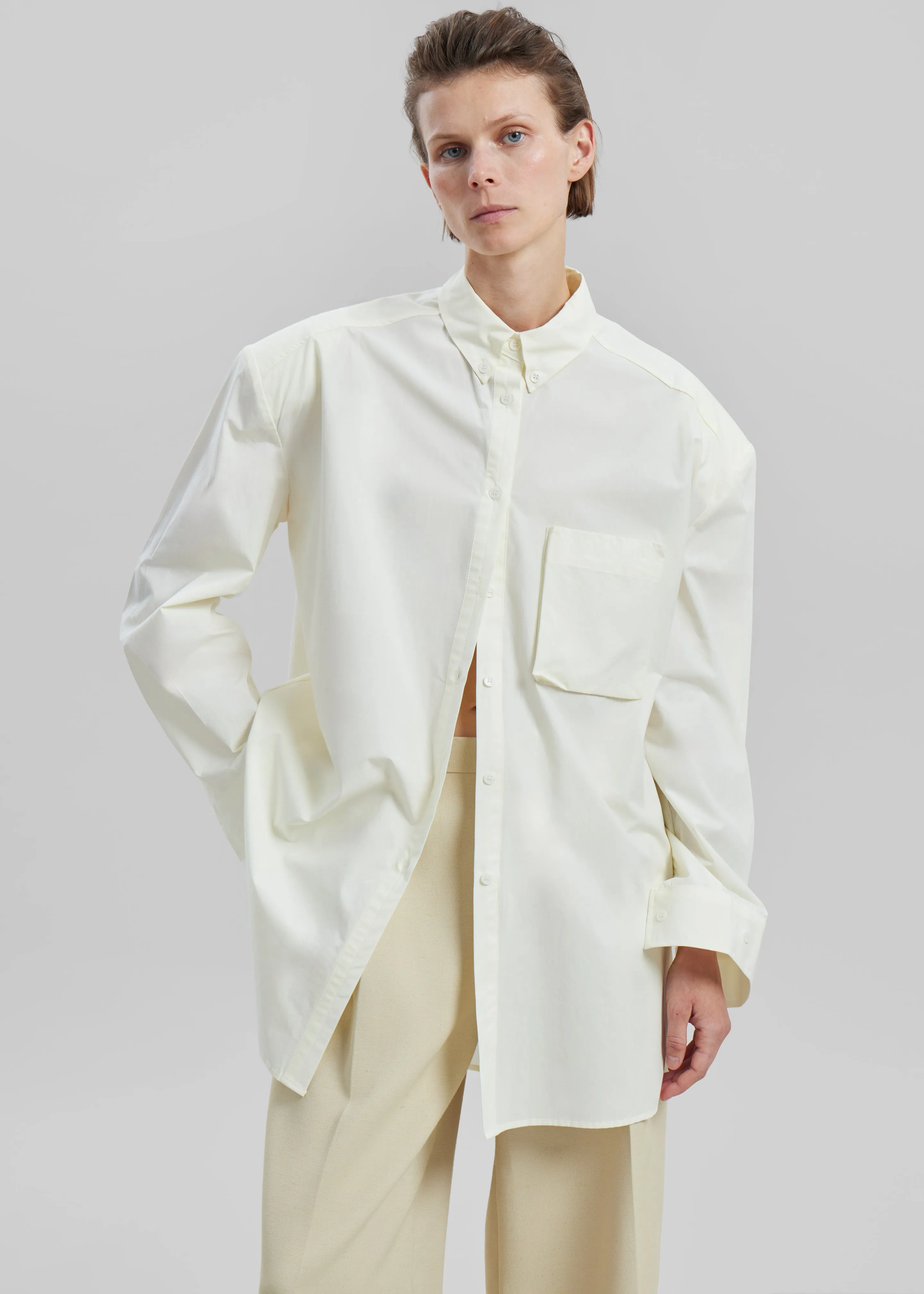 Brenna Padded Button Up Shirt - Yellow sold by Frankie Shop