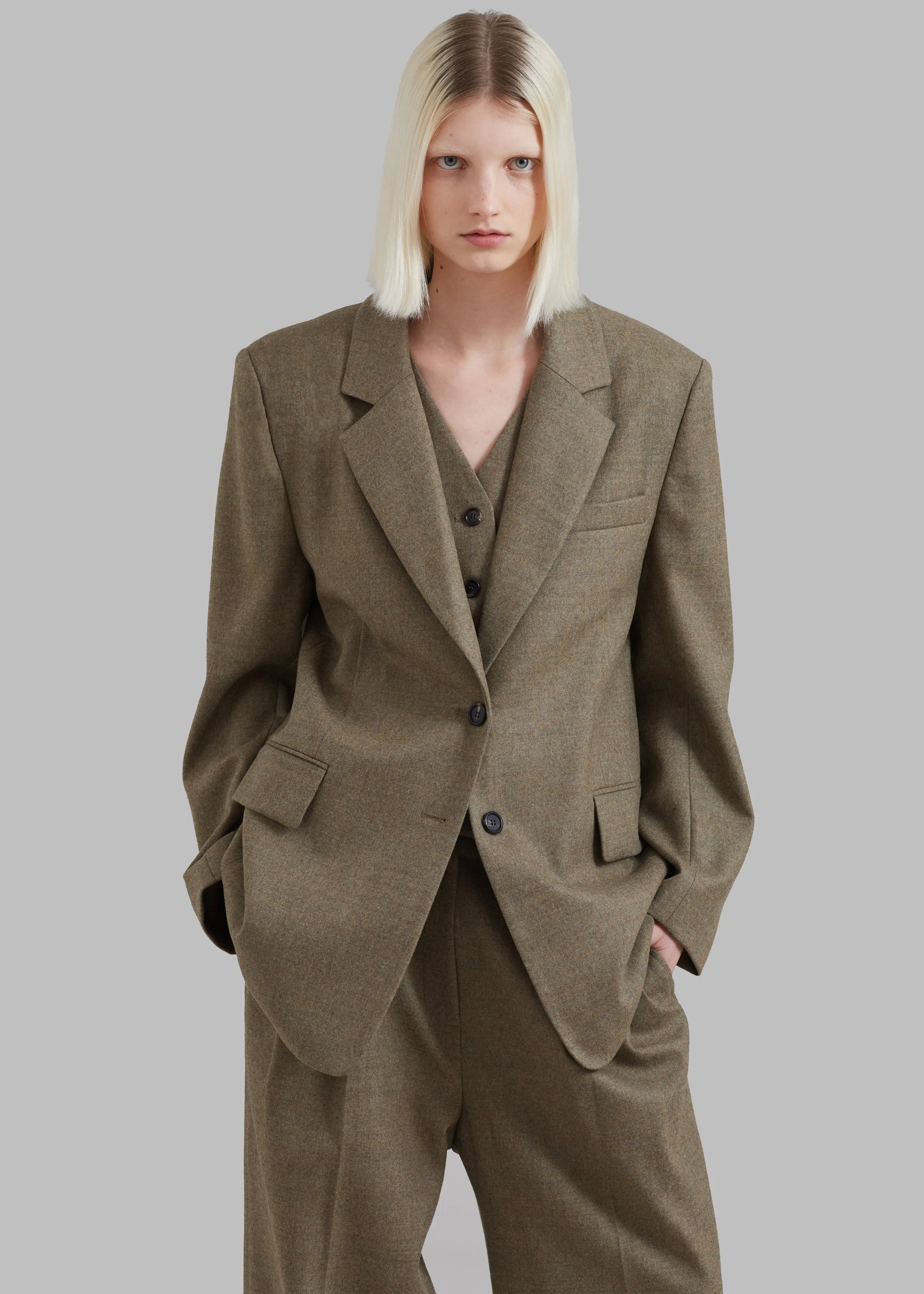 Eleanor Wool Blazer - Taupe Melange sold by Frankie Shop