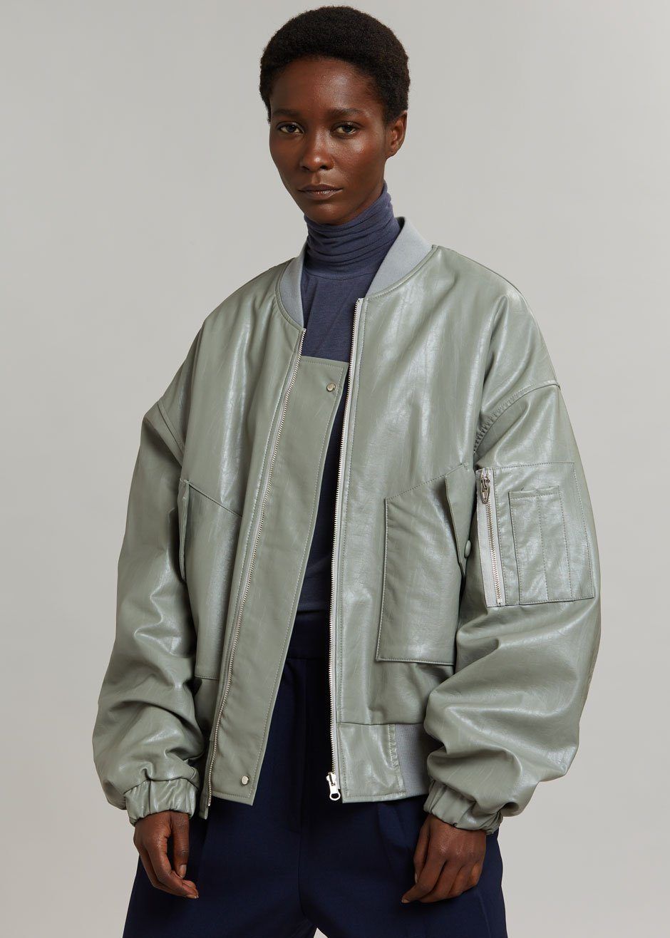 Hane Faux Leather Bomber - Eucalyptus sold by Frankie Shop product image thumbnail 8
