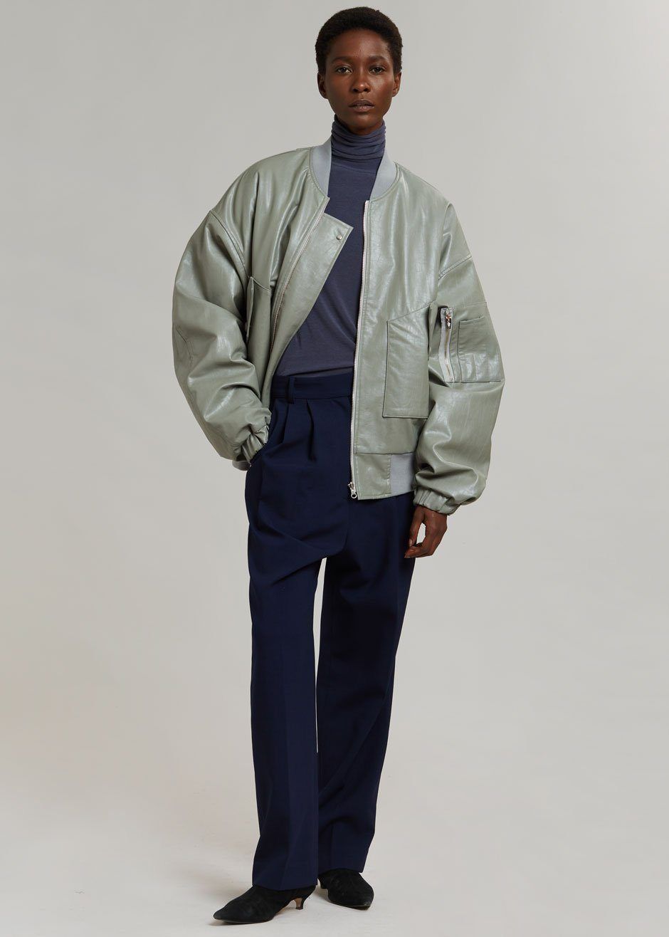 Hane Faux Leather Bomber - Eucalyptus sold by Frankie Shop product image thumbnail 7