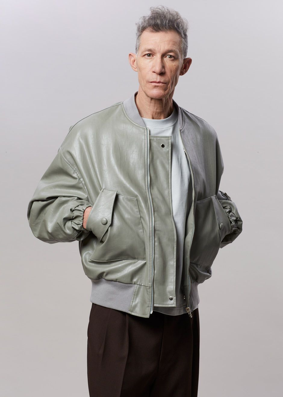 Hane Faux Leather Bomber - Eucalyptus sold by Frankie Shop product image thumbnail 3